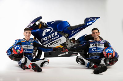 Kevin Zannoni, Jordi Torres, Aspar MotoE team launch, 2025. Credit: Gold and Goose.