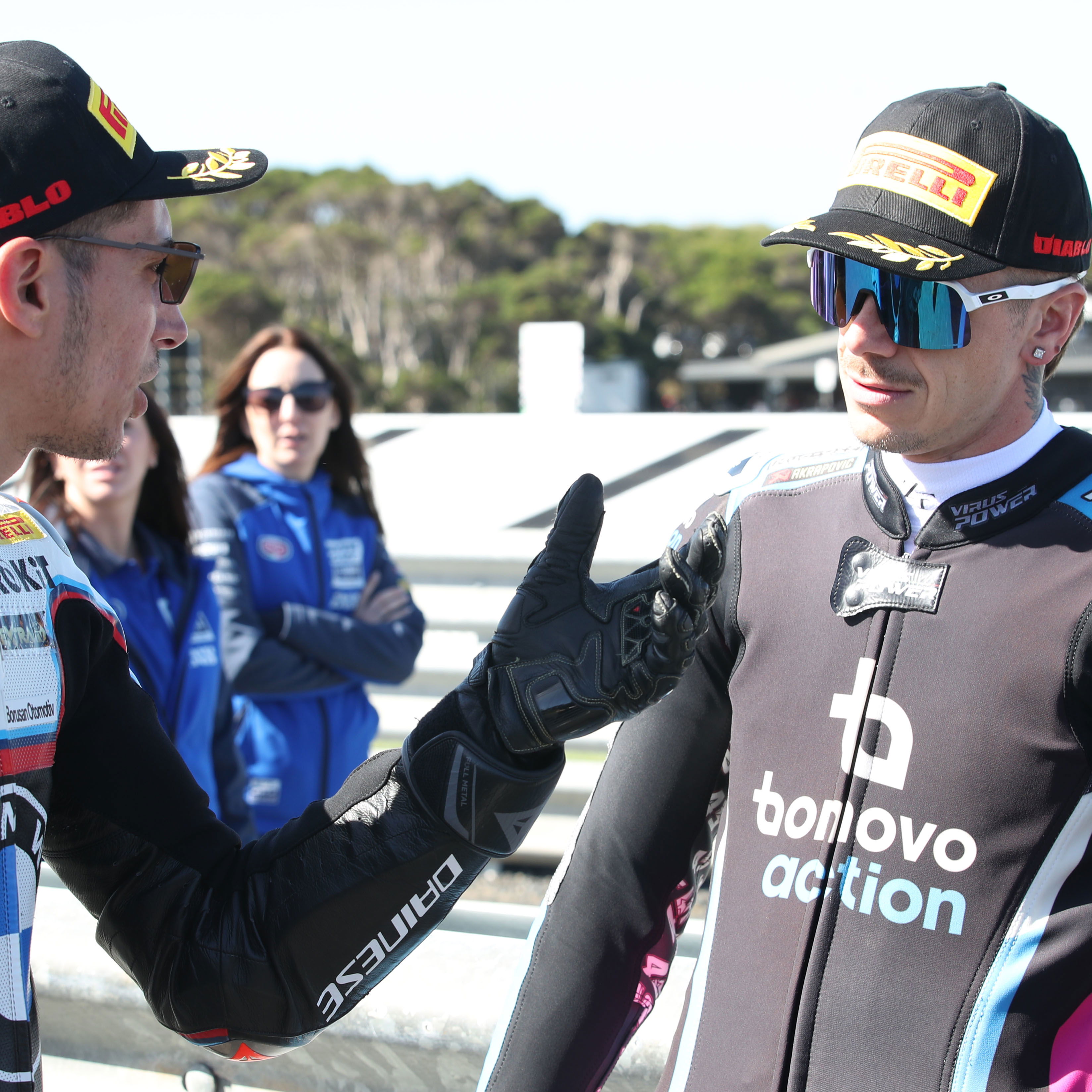 Toprak Razgatlioglu, Scott Redding, 2025 Australian WorldSBK media day. Credit: Gold and Goose.