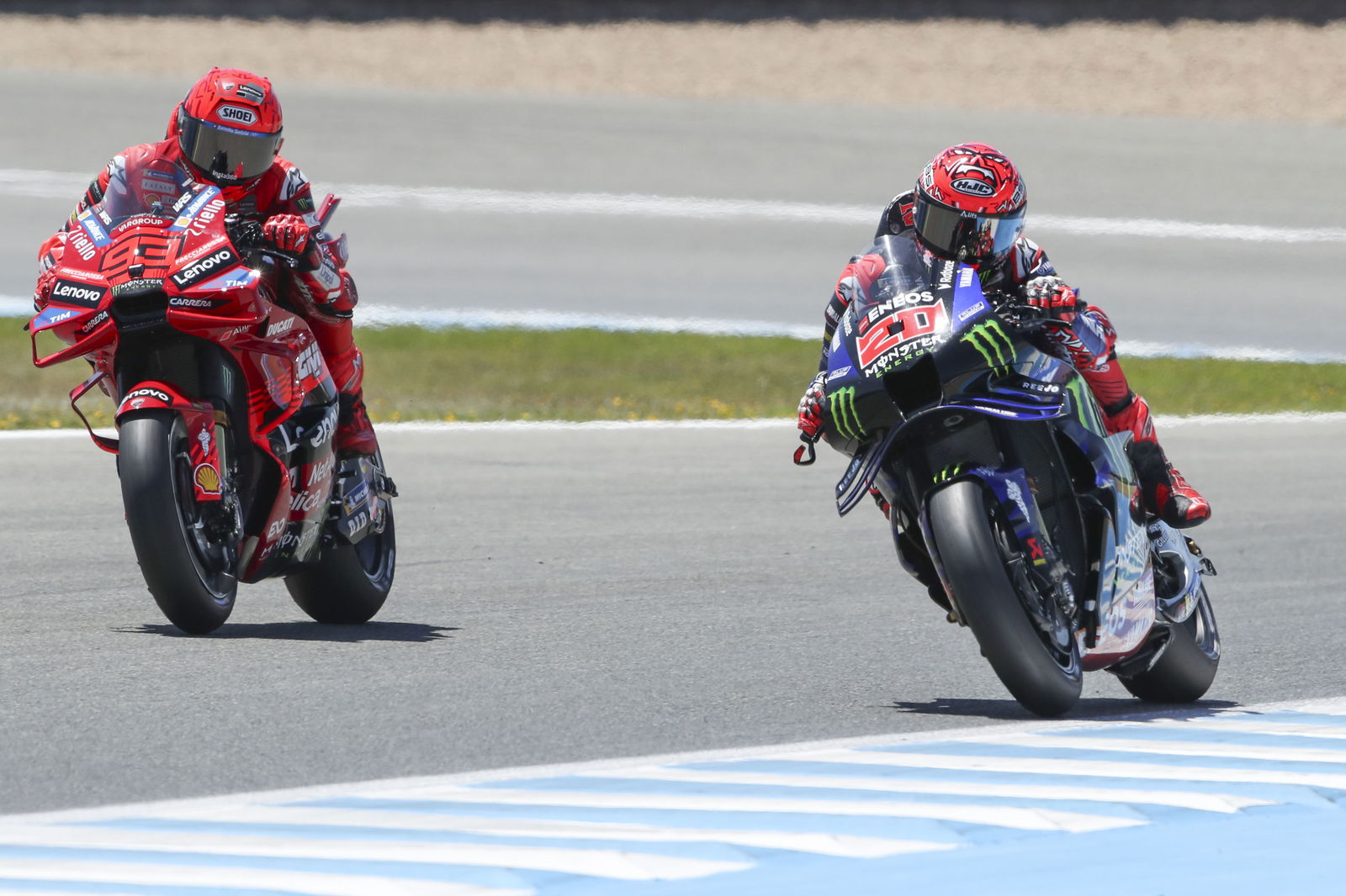 Fabio Quartararo, Marc Marquez, 2025 MotoGP Spanish Grand Prix. Credit: Gold and Goose.