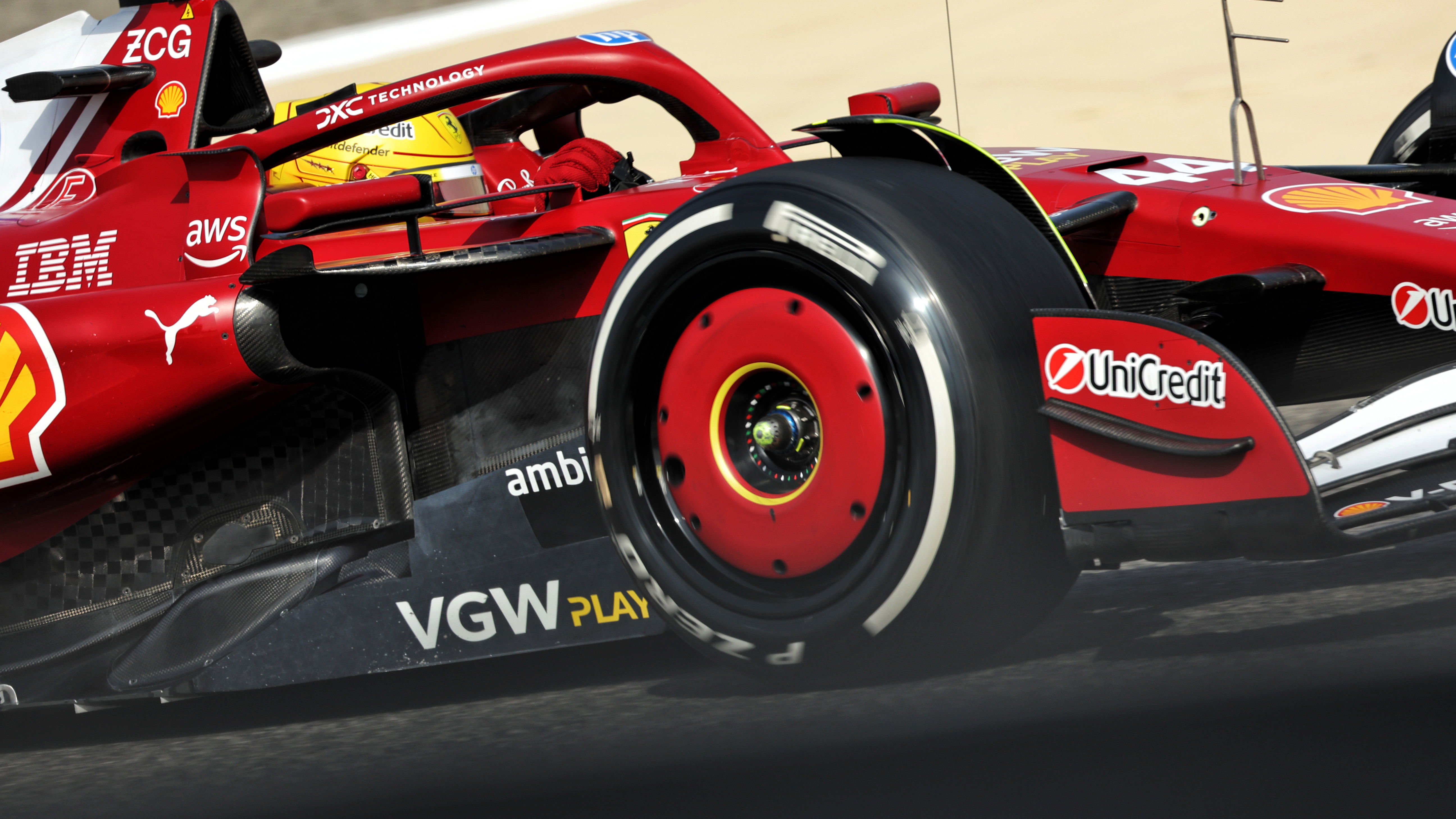 Lewis Hamilton driving the upgraded SF-25