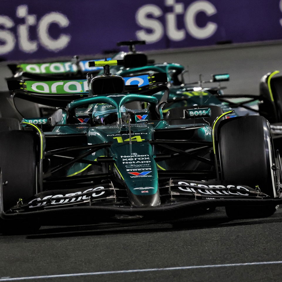 Fernando Alonso and Lance Stroll, Aston Martin