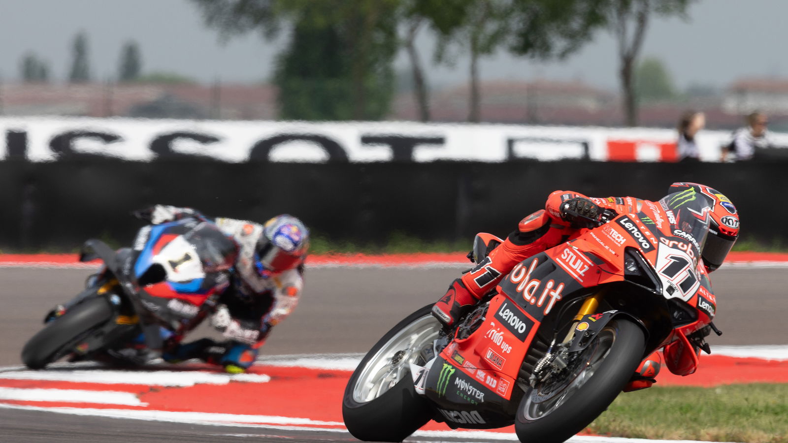 Nicolo Bulega leads Toprak Razgatlioglu, 2025 Italian WorldSBK, grid. Credit: Gold and Goose.