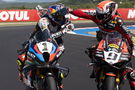 Toprak Razgatlioglu, Danilo Petrucci 2025 Czech WorldSBK. Credit: Gold and Goose.