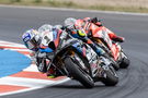 Toprak Razgatlioglu leads Nicolo Bulega, 2025 Czech WorldSBK. Credit: Gold and Goose.