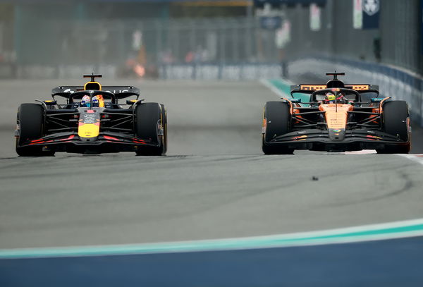 Max Verstappen and Oscar Piastri go wheel-to-wheel