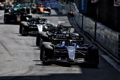 Alex Albon held up the Mercedes pair