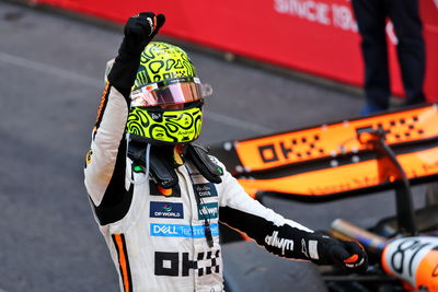 Lando Norris celebrates his first win in Monaco
