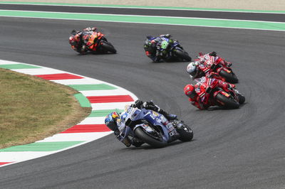 Alex Marquez leads Marc Marquez, 2025 MotoGP Italian Grand Prix. Credit: Gold and Goose