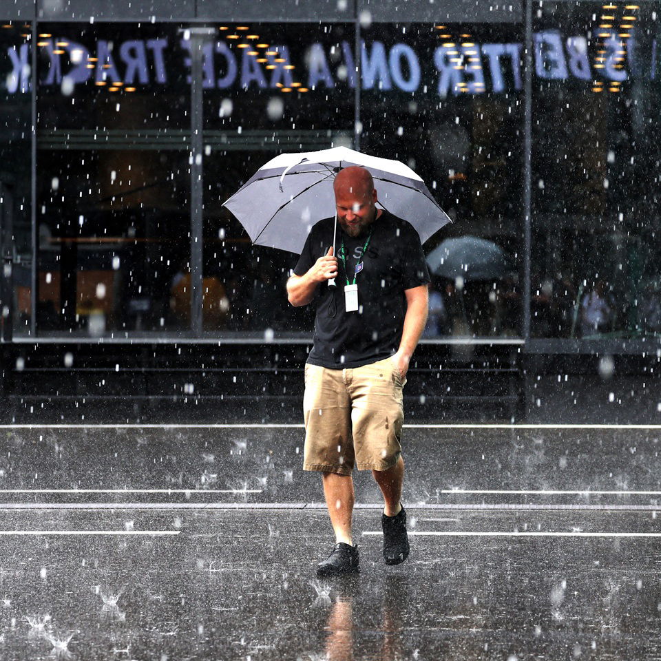 Heavy rain in the paddock