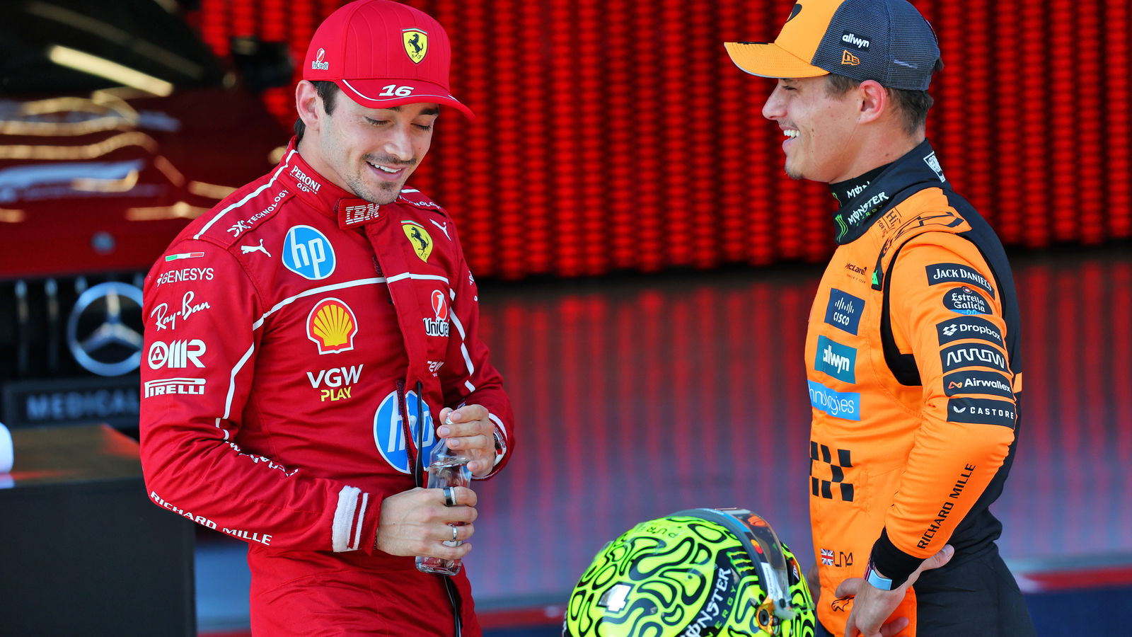 Norris and Leclerc will share the front row in Austria