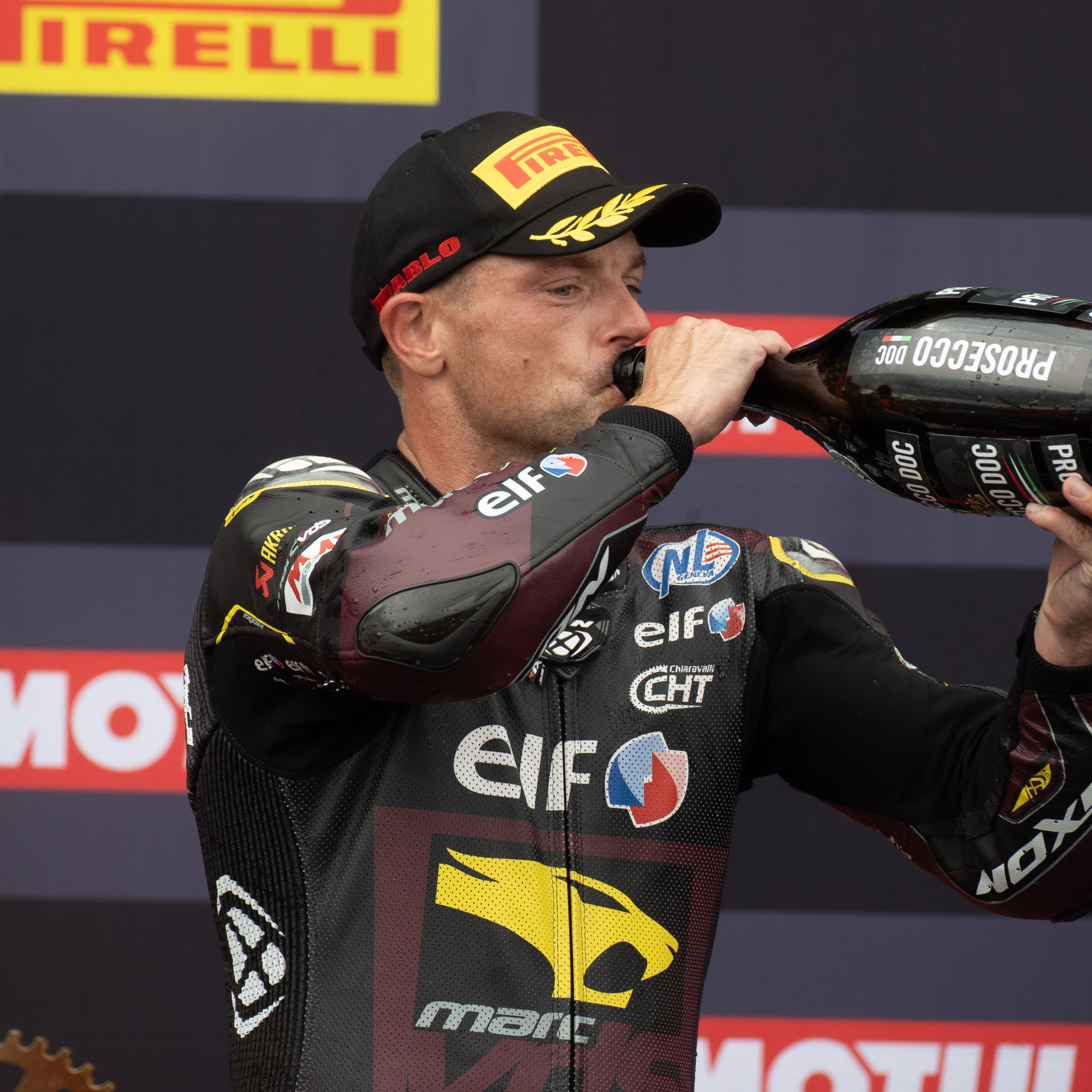 Sam Lowes, 2025 Hungarian WorldSBK, podium. Credit: Gold and Goose.
