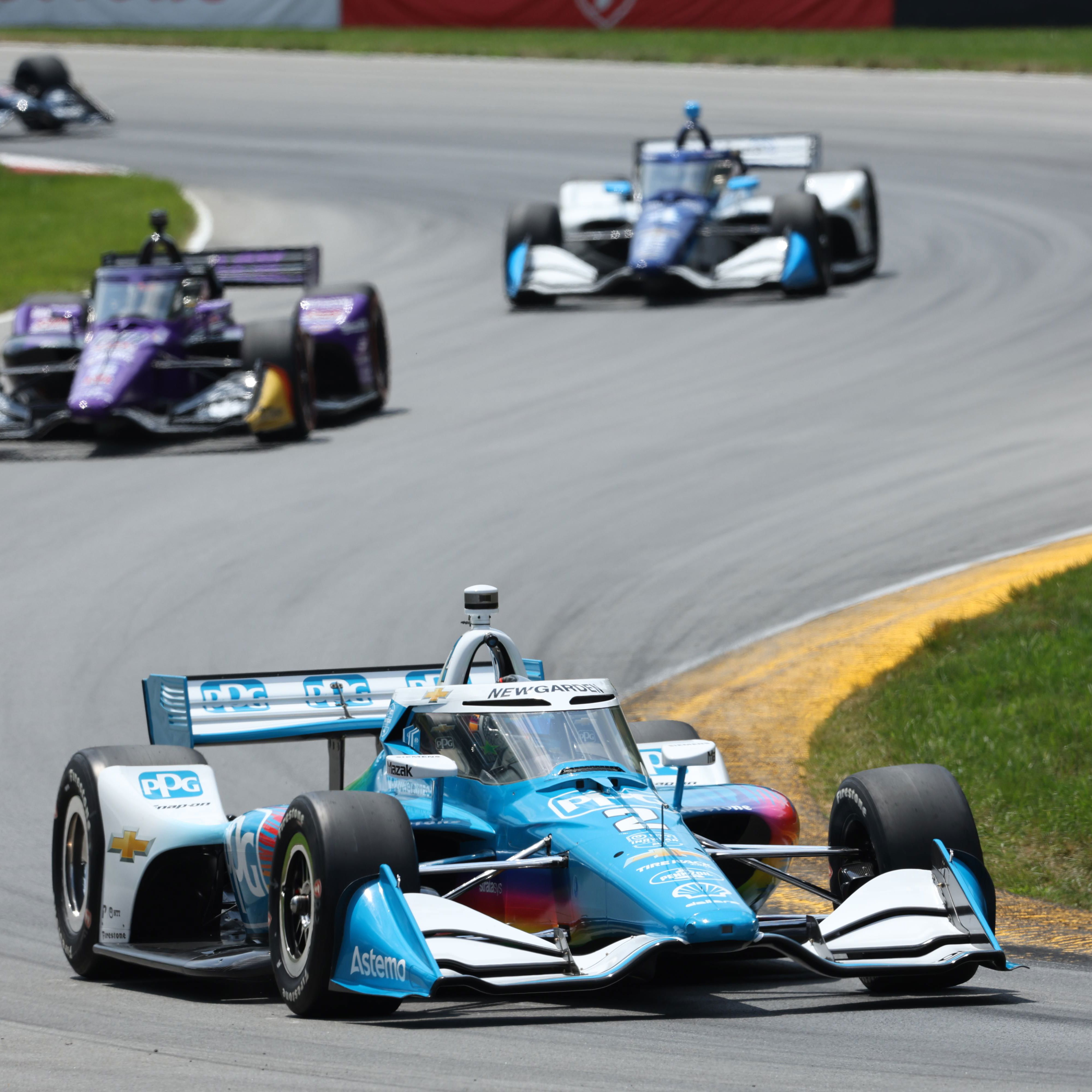 Newgarden retired from the Indy 200 at Mid-Ohio after a spin as soon as the track went green.