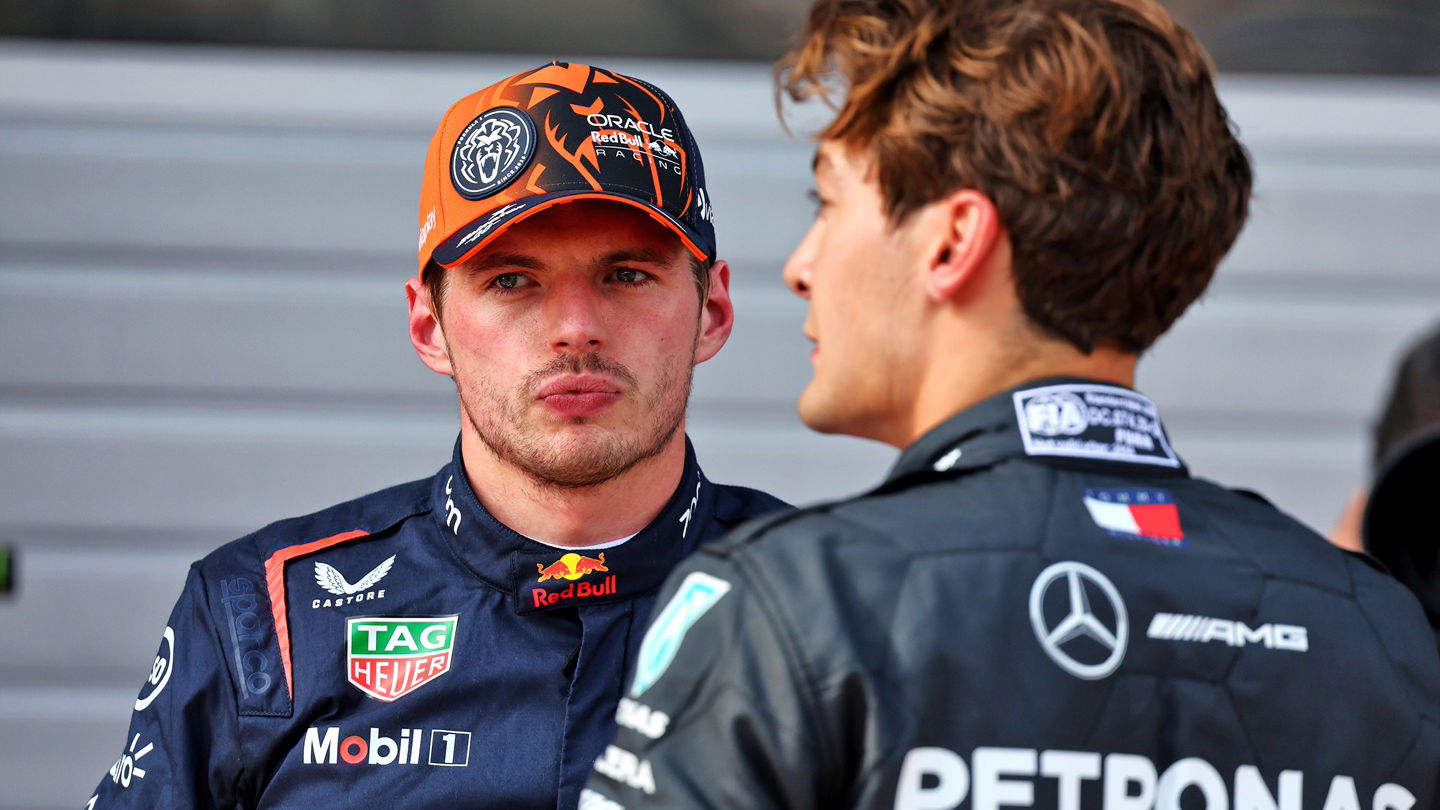 Max Verstappen and George Russell