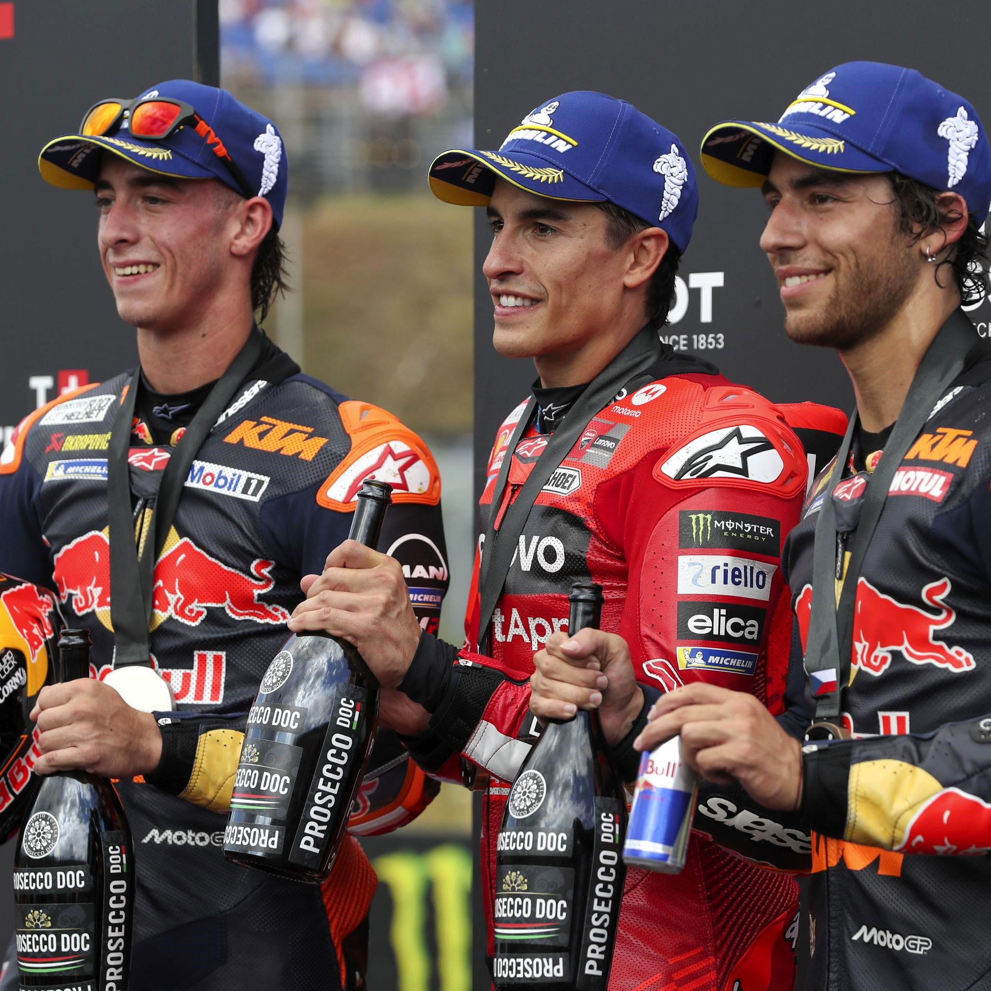 Marc Marquez, Pedro Acosta, Enea Bastianini, 2025 Brno Sprint
