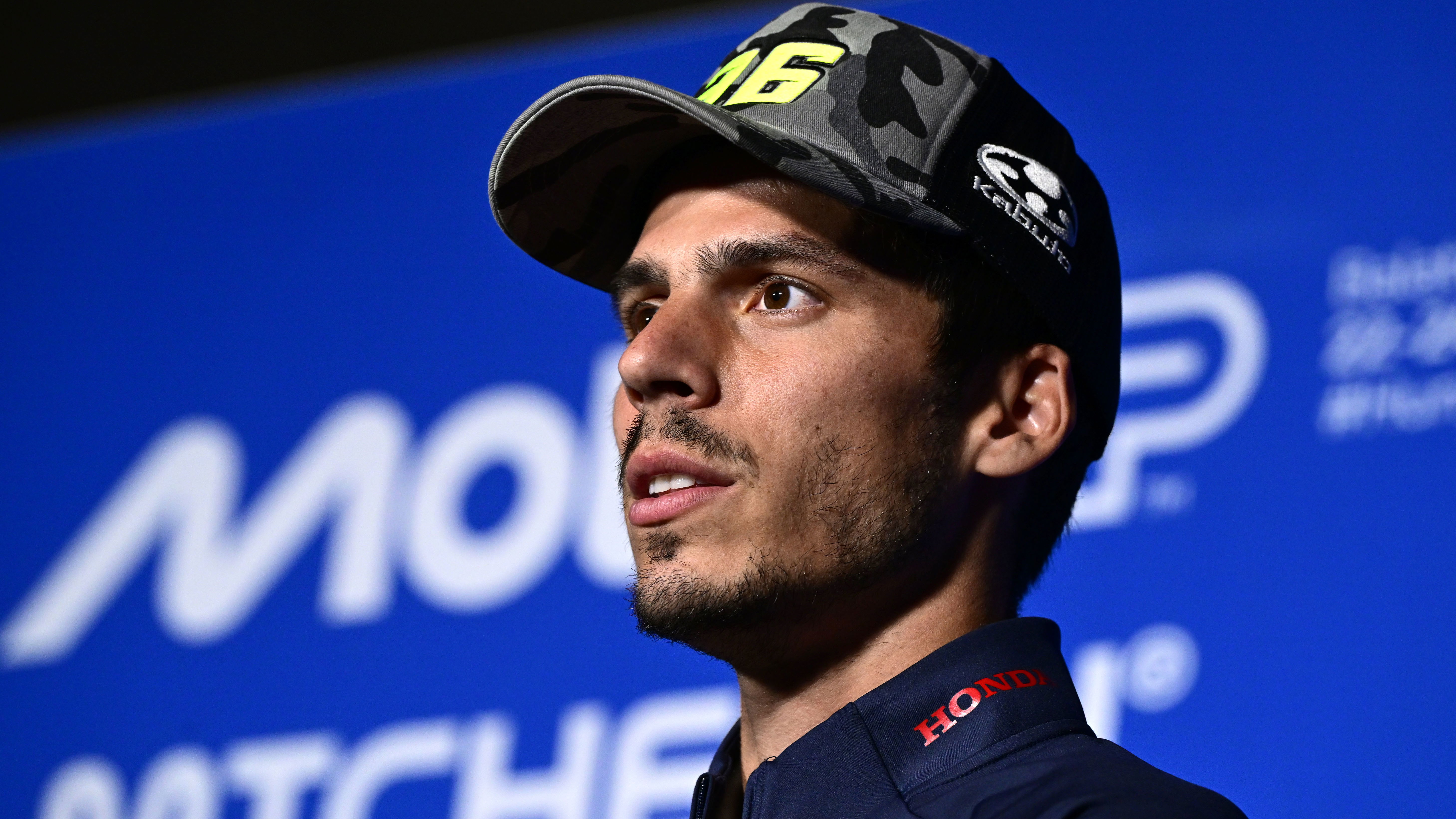 Joan Mir, 2025 MotoGP Hungarian Grand Prix, press conference. Credit: Gold and Goose.