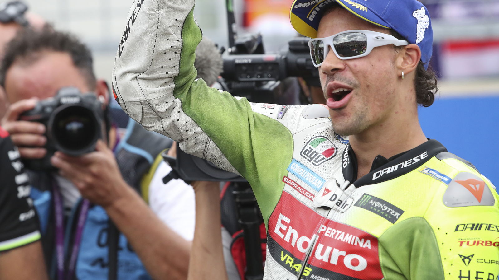 Franco Morbidelli, 2025 MotoGP Hungarian Grand Prix, Sprint podium. Credit: Gold and Goose.