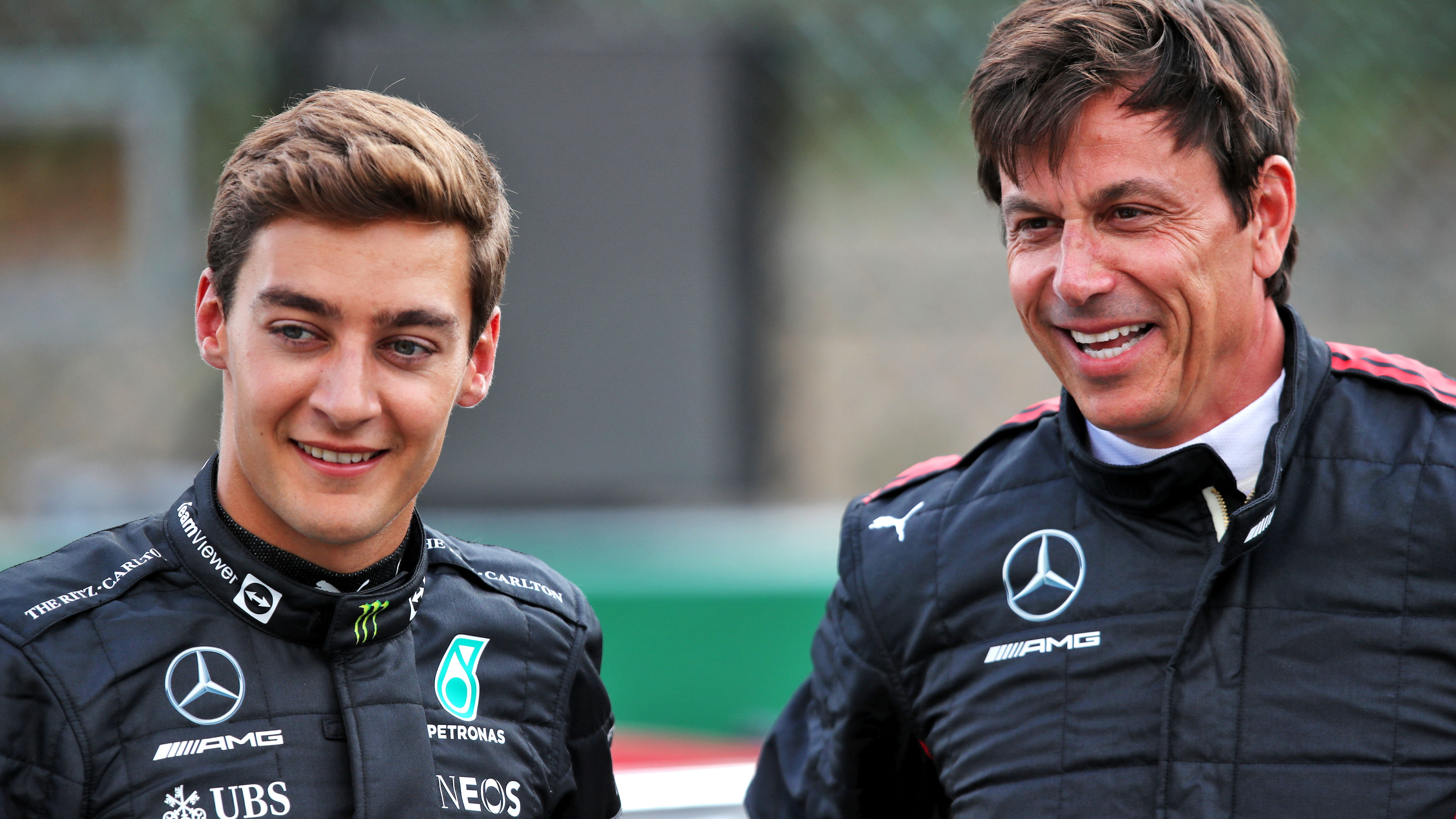 George Russell and Toto Wolff