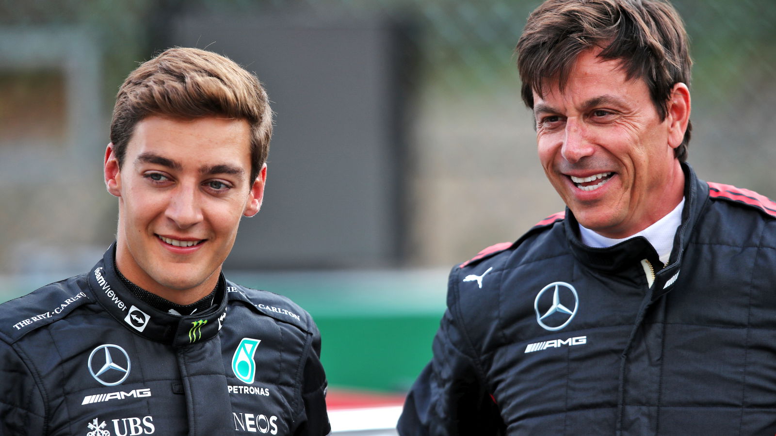 George Russell and Toto Wolff