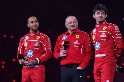 Lewis Hamilton, Fred Vasseur and Charles Leclerc