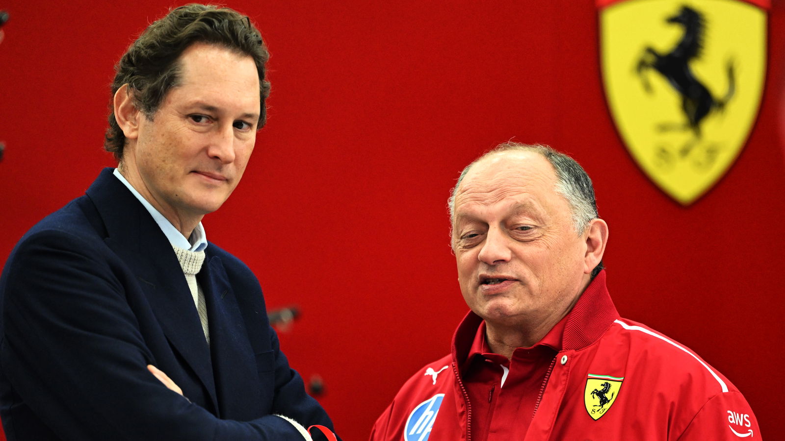 Ferrari chairman John Elkann and Fred Vasseur