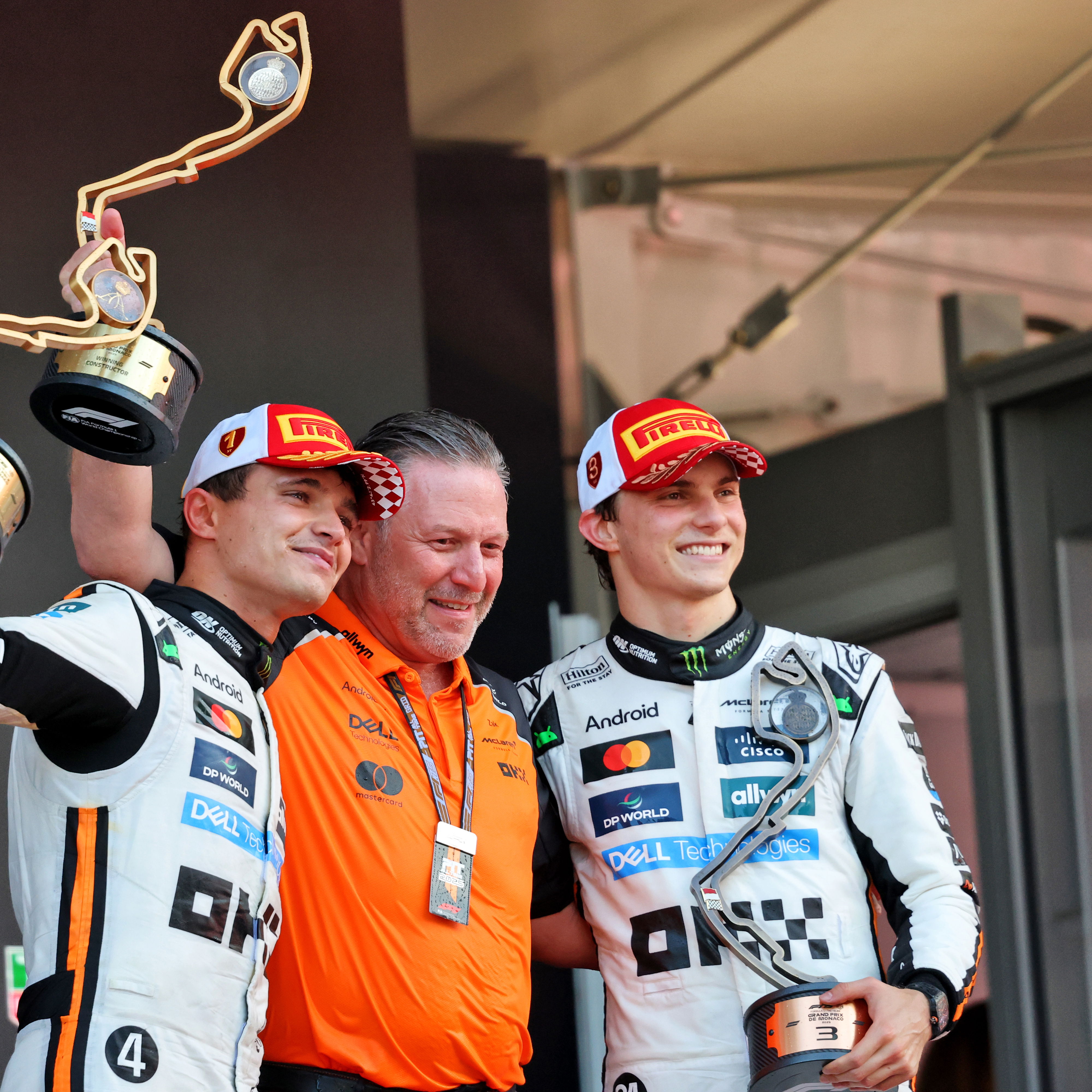 Lando Norris, Zak Brown, Oscar Piastri