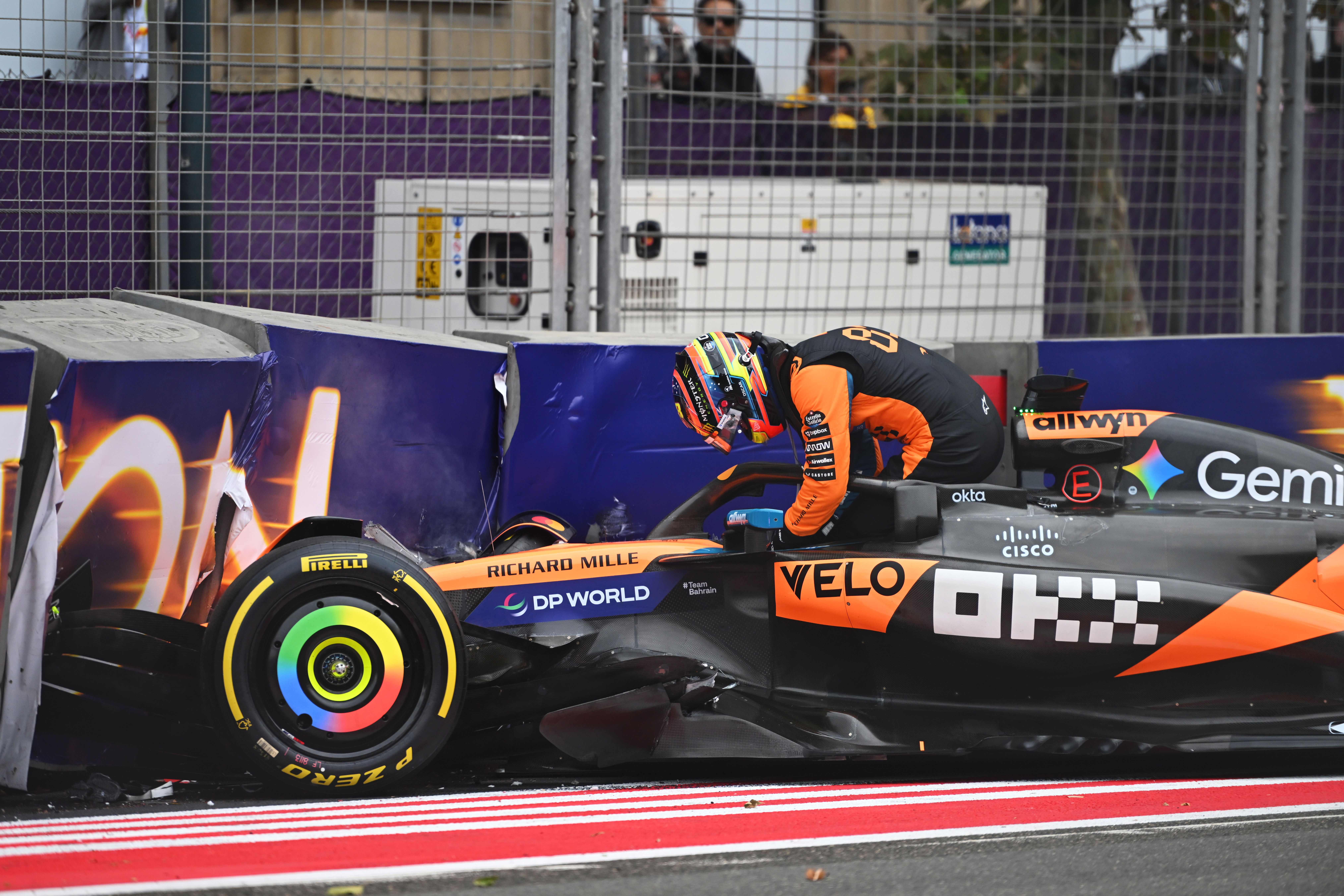 Piastri crashed out on the first lap in Baku