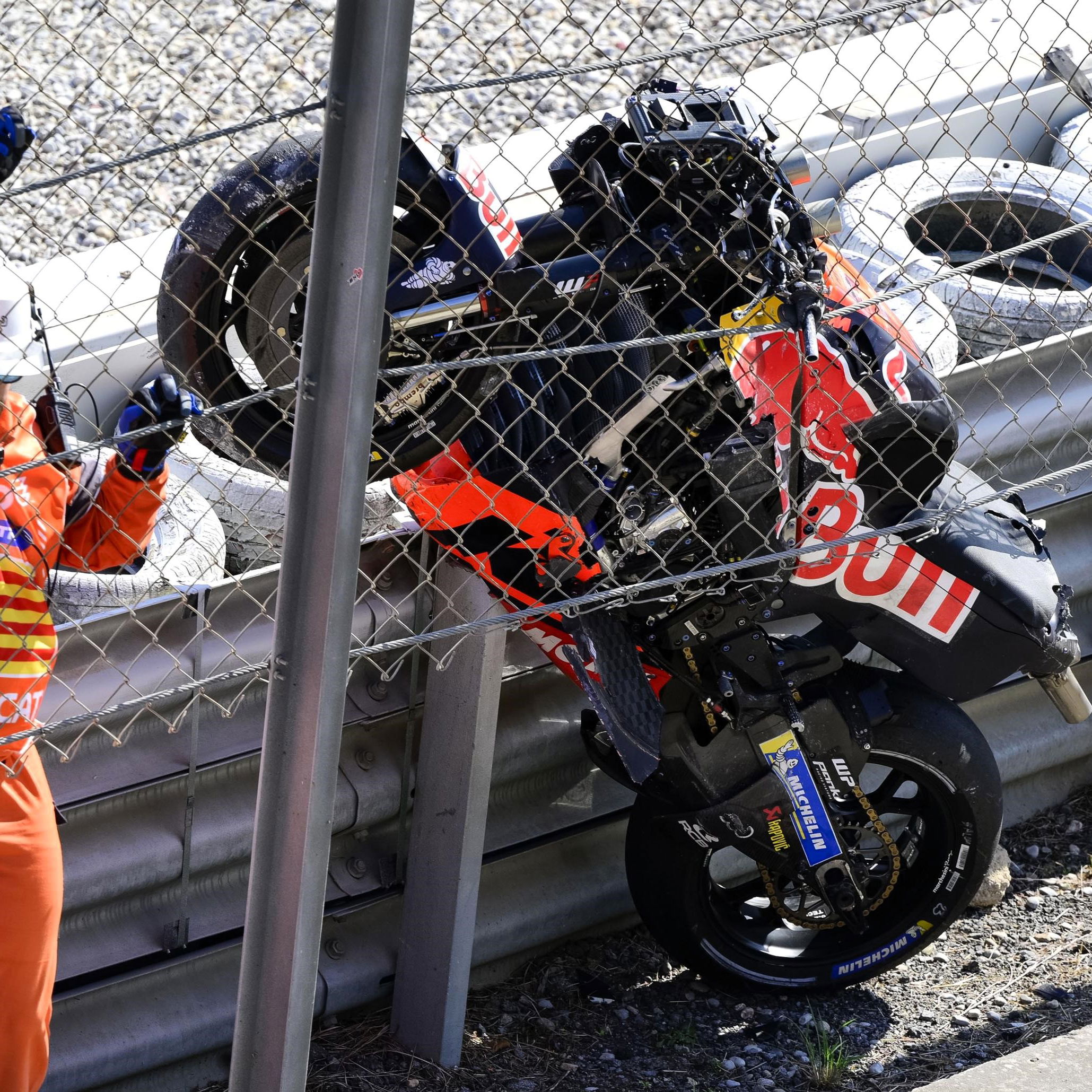 Enea Bastianini's crashed KTM, 2025 Catalan MotoGP