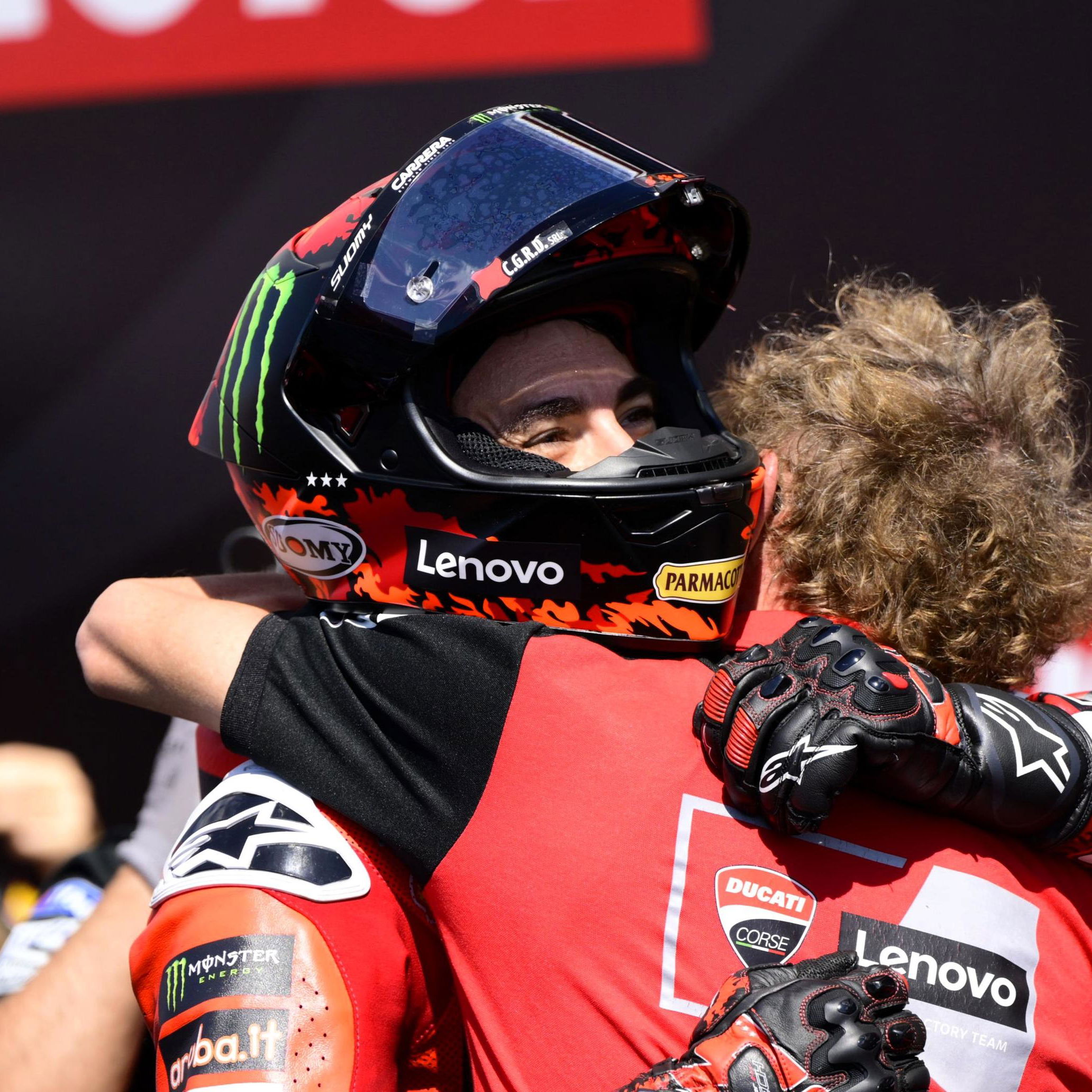 Francesco Bagnaia celebrates pole position, 2025 Japanese MotoGP