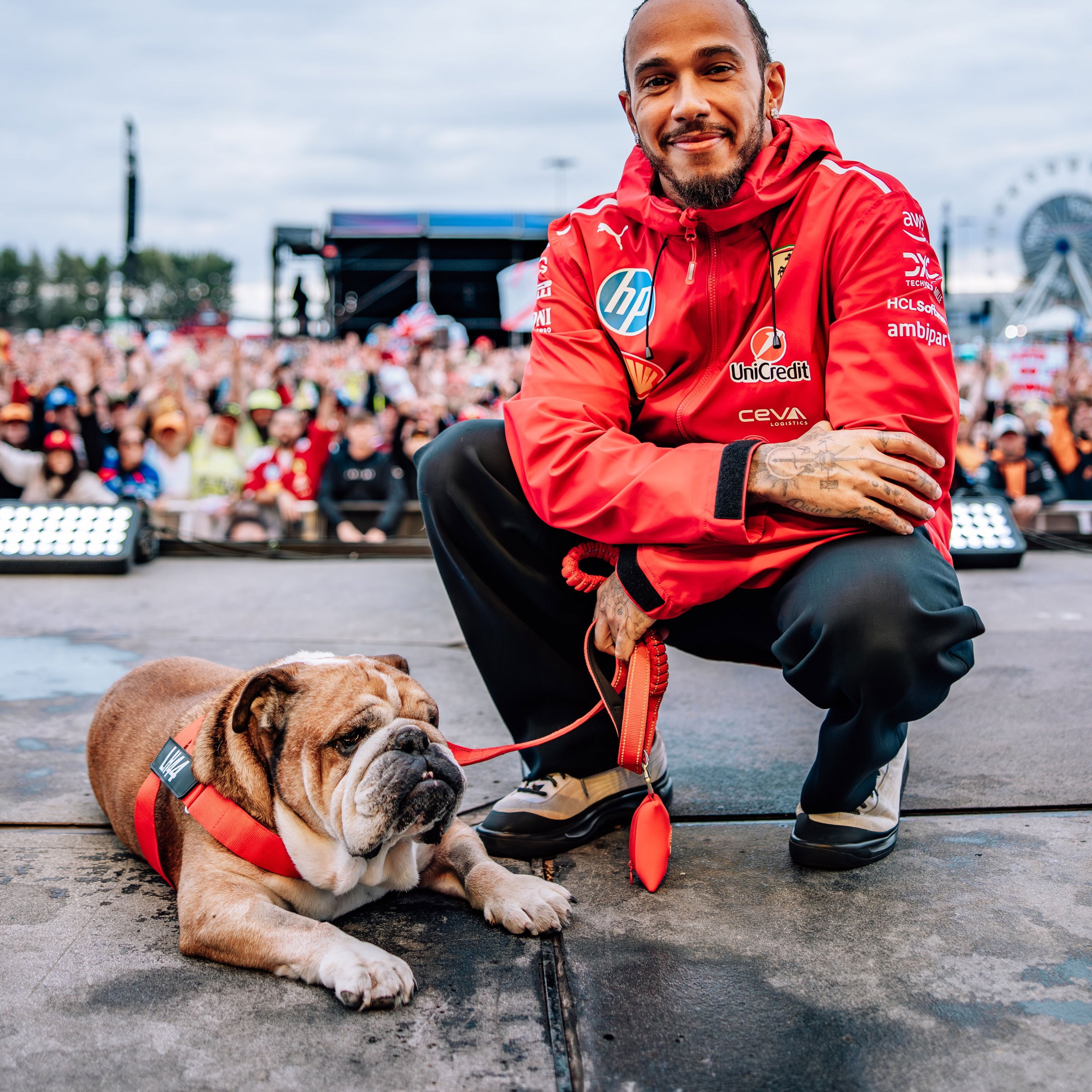 Lewis Hamilton and Roscoe 