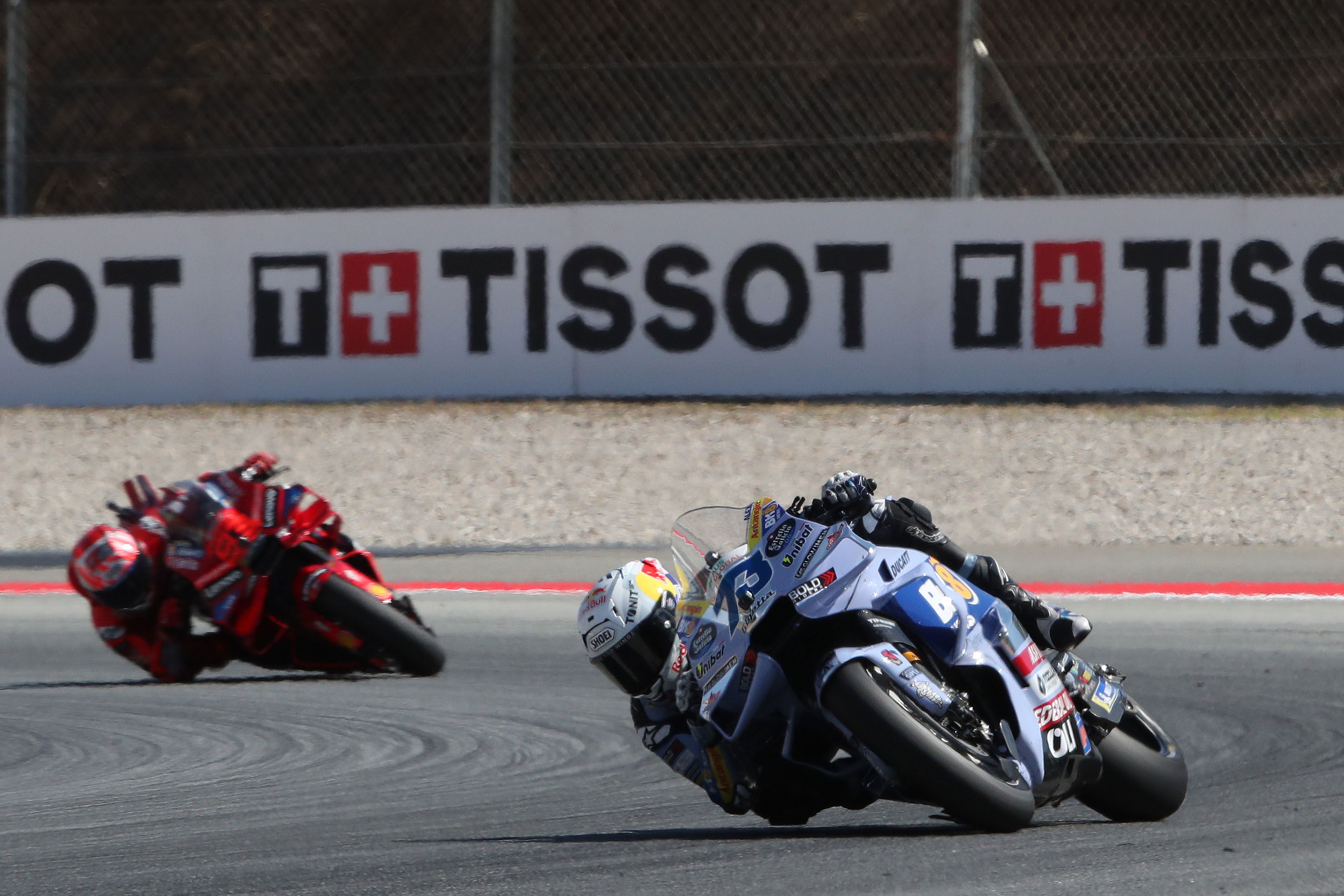 Alex Marquez leads Marc Marquez, 2025 MotoGP Catalan Grand Prix. Credit: Gold and Goose.