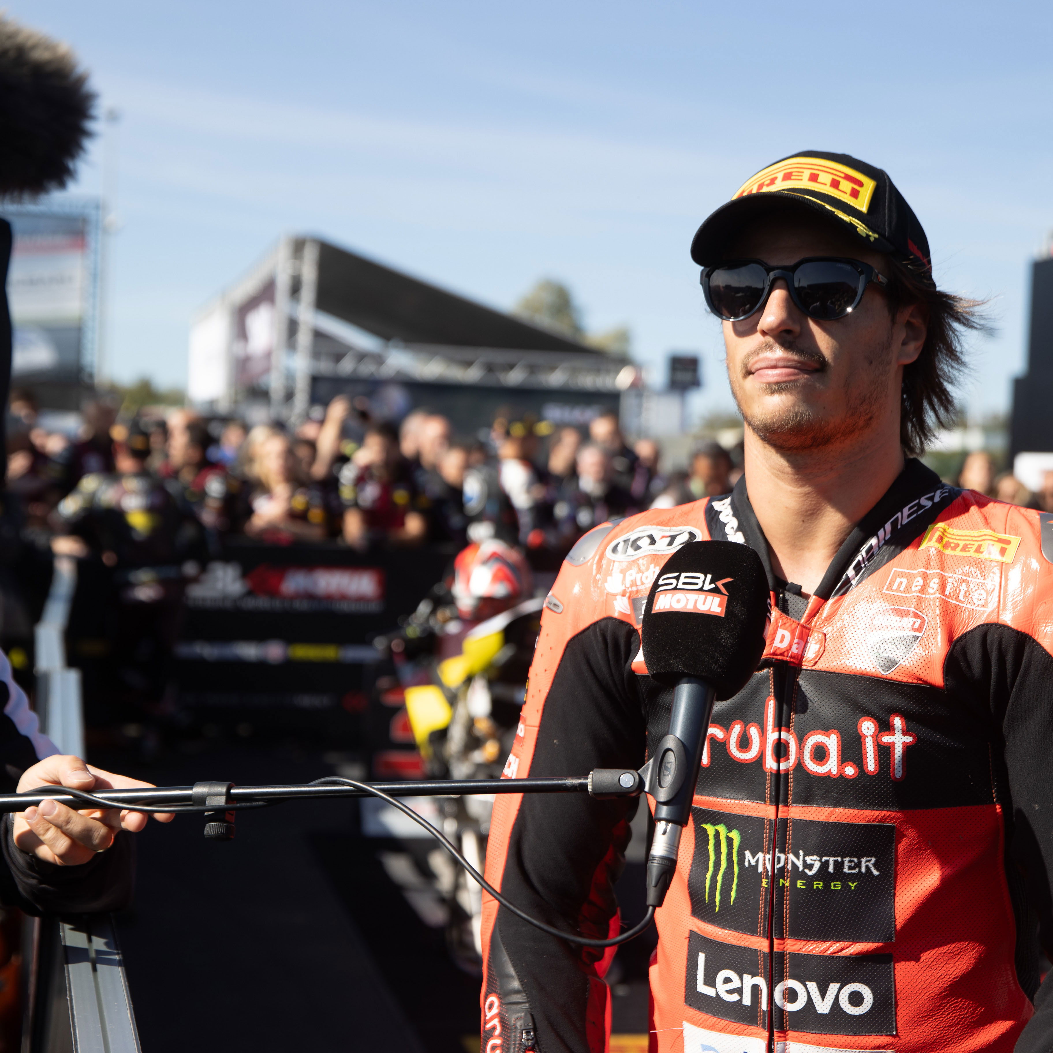 Nicolo Bulega, 2025 French WorldSBK, parc ferme. Credit: Gold and Goose.
