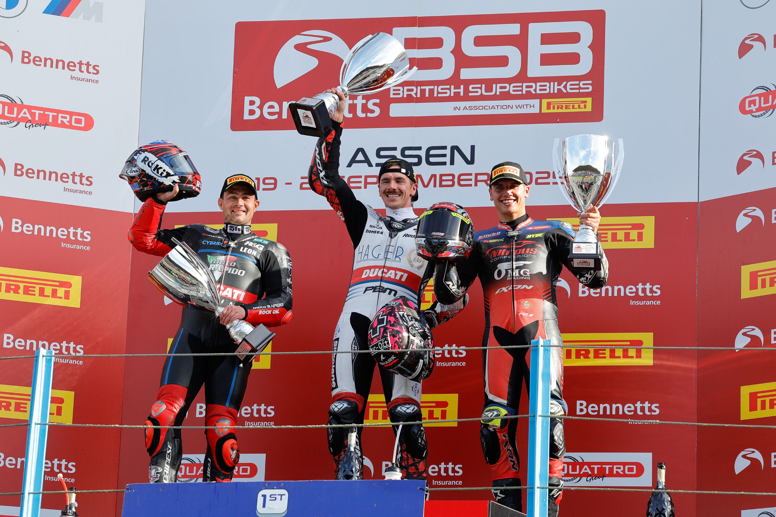 Scott Redding, BSB, 2025, Assen, podium with Kyle Ryde, Leon Haslam