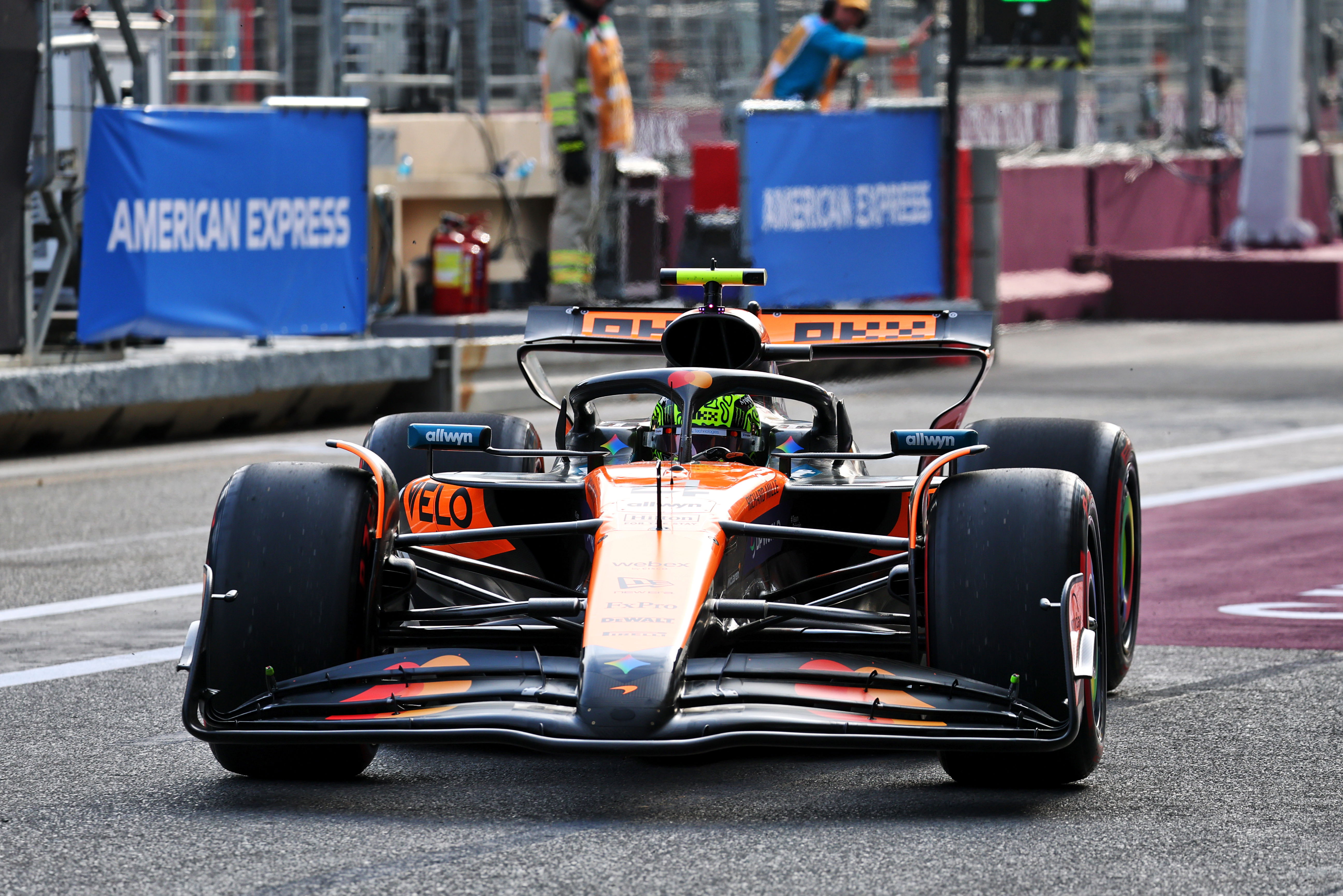 Norris hit the wall at Turn 4 after losing control of his McLaren 