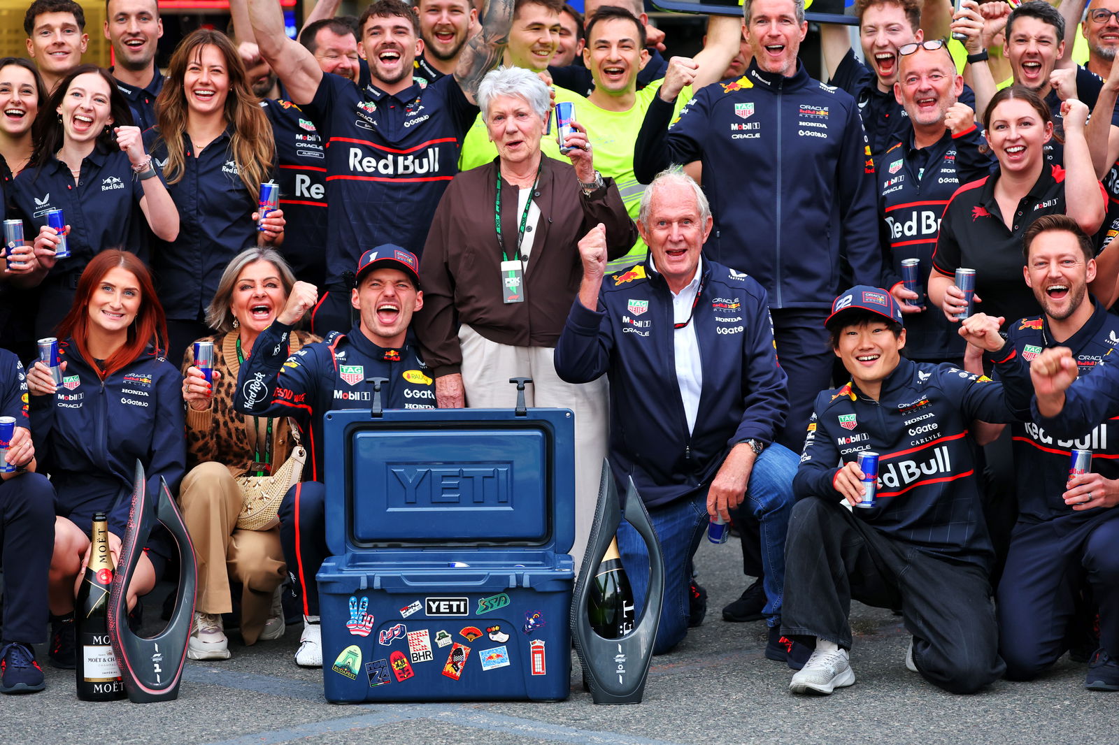 Max Verstappen celebrates his win in Azerbaijan