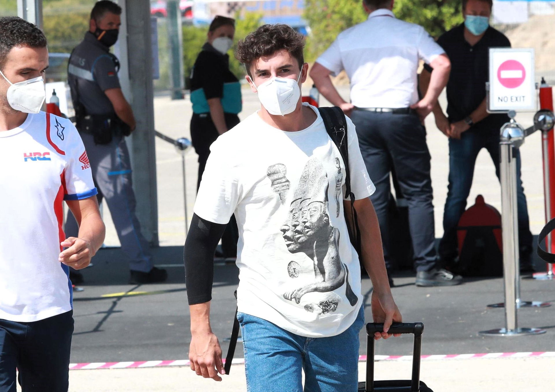 Marc Marquez returns to paddock after arm surgery, 2020 Andalusia MotoGP