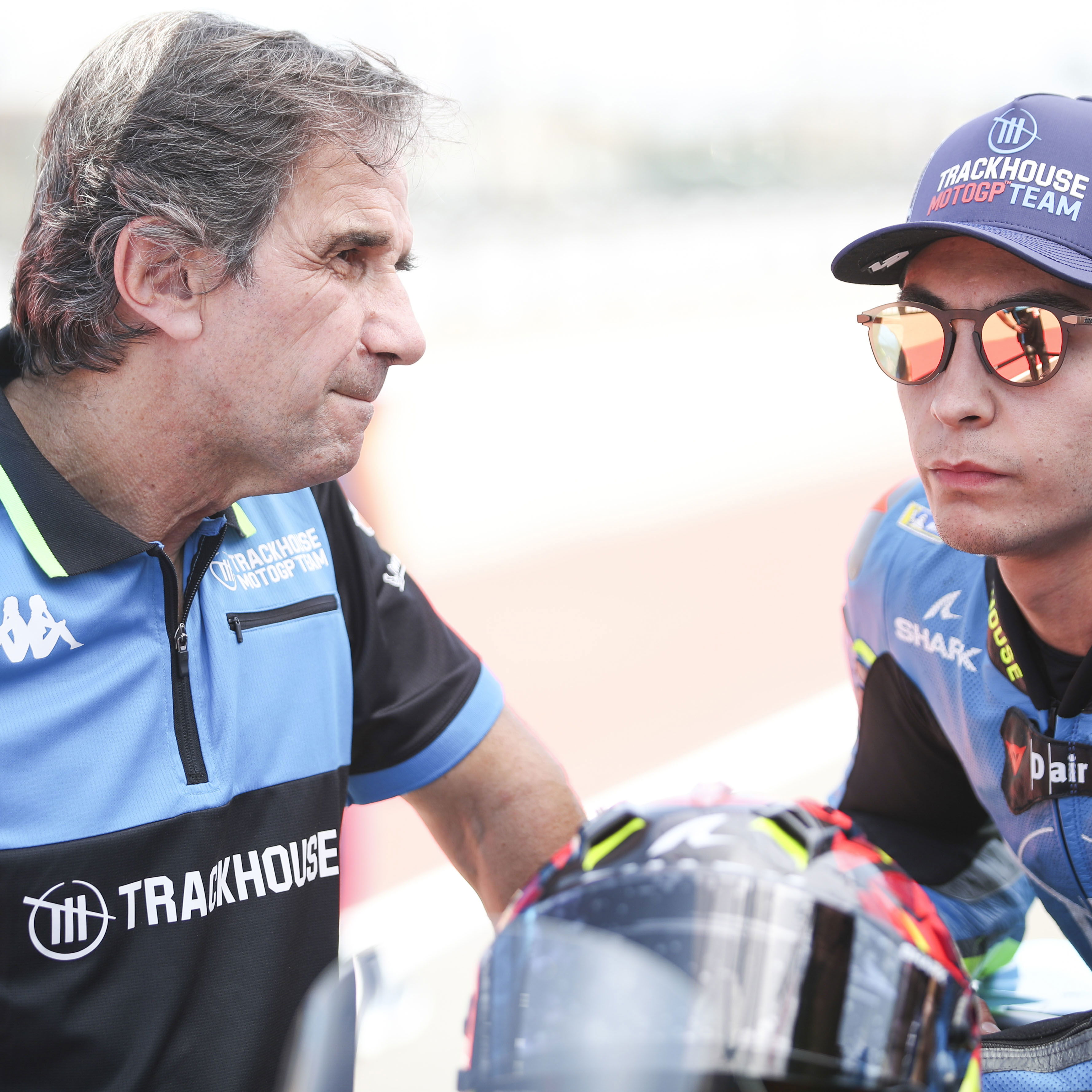 Davide Brivio, Raul Fernandez, 2025 MotoGP Aragon Grand Prix, grid. Credit: Gold and Goose.