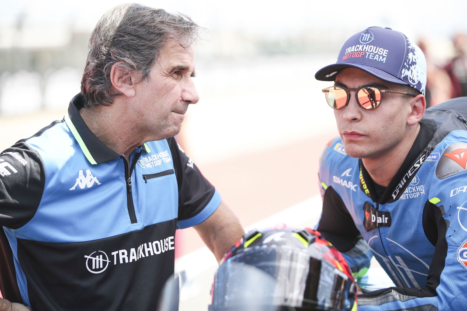 Davide Brivio, Raul Fernandez, 2025 MotoGP Aragon Grand Prix, grid. Credit: Gold and Goose.