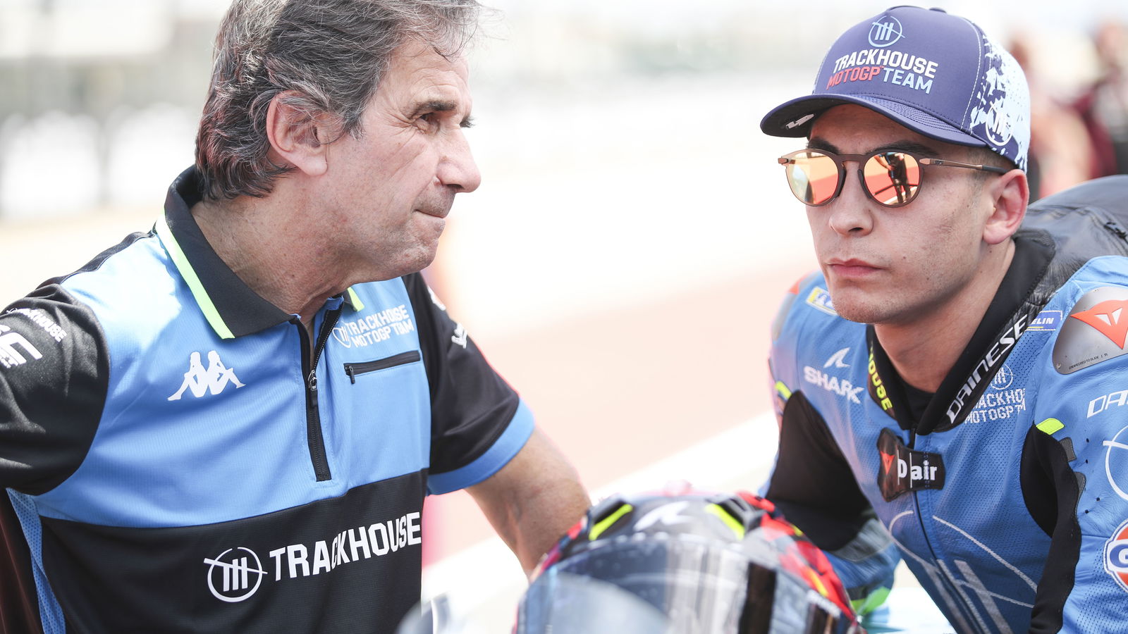 Davide Brivio, Raul Fernandez, 2025 MotoGP Aragon Grand Prix, grid. Credit: Gold and Goose.