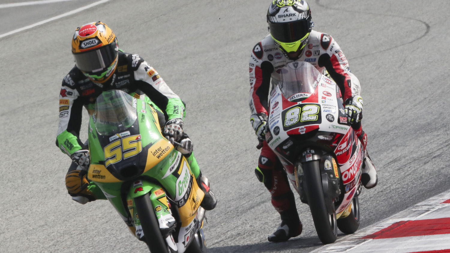 Noah Dettwiler, Stefano Nepa, 2025 Moto3 Austrian Grand Prix. Credit: Gold and Goose.