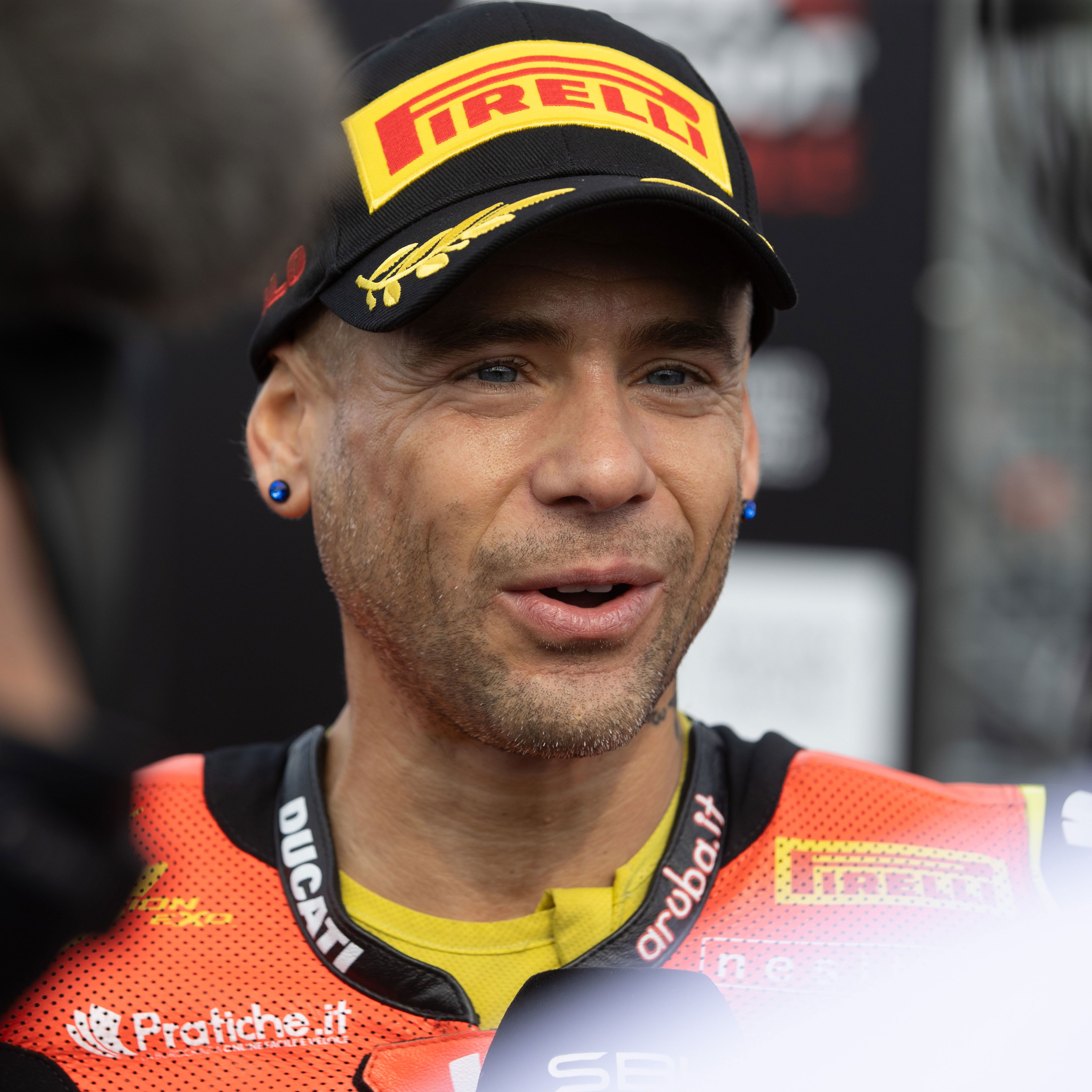 Alvaro Bautista, 2025 Estoril WorldSBK, parc ferme. Credit: Gold and Goose.