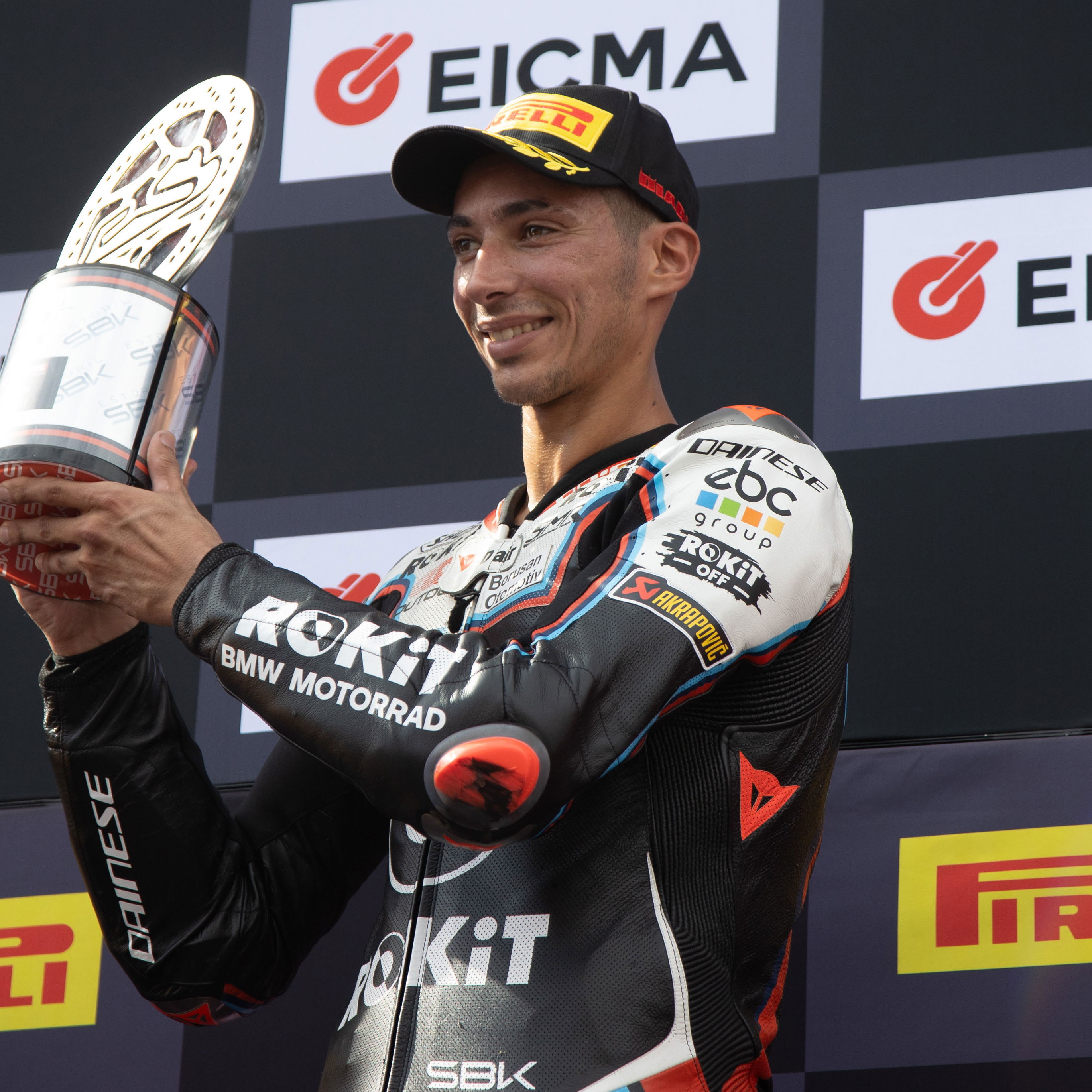 Toprak Razgatlioglu, 2025 Estoril WorldSBK, podium. Credit: Gold and Goose.