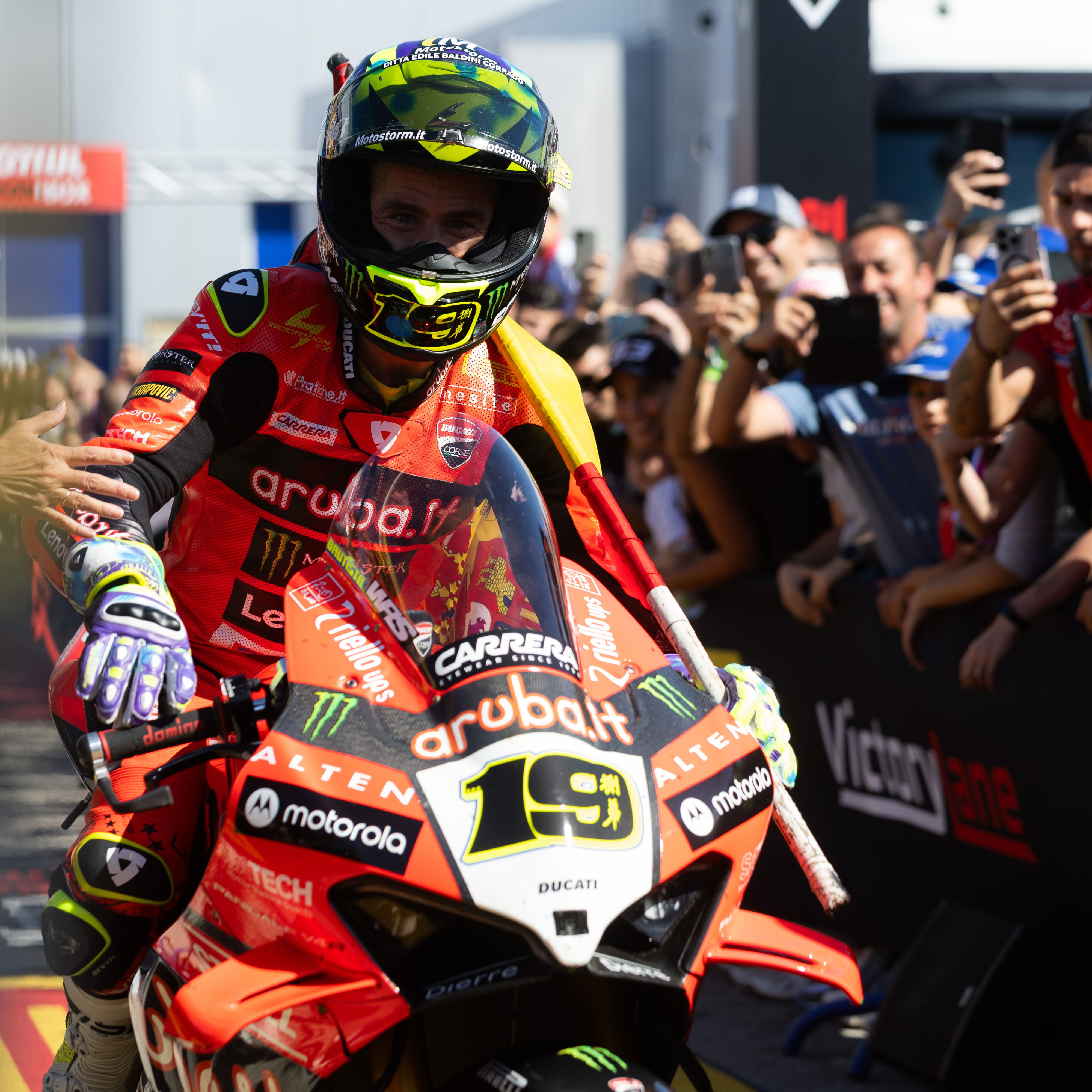 Alvaro Bautista, 2025 Spanish WorldSBK, parc ferme. Credit: Gold and Goose.
