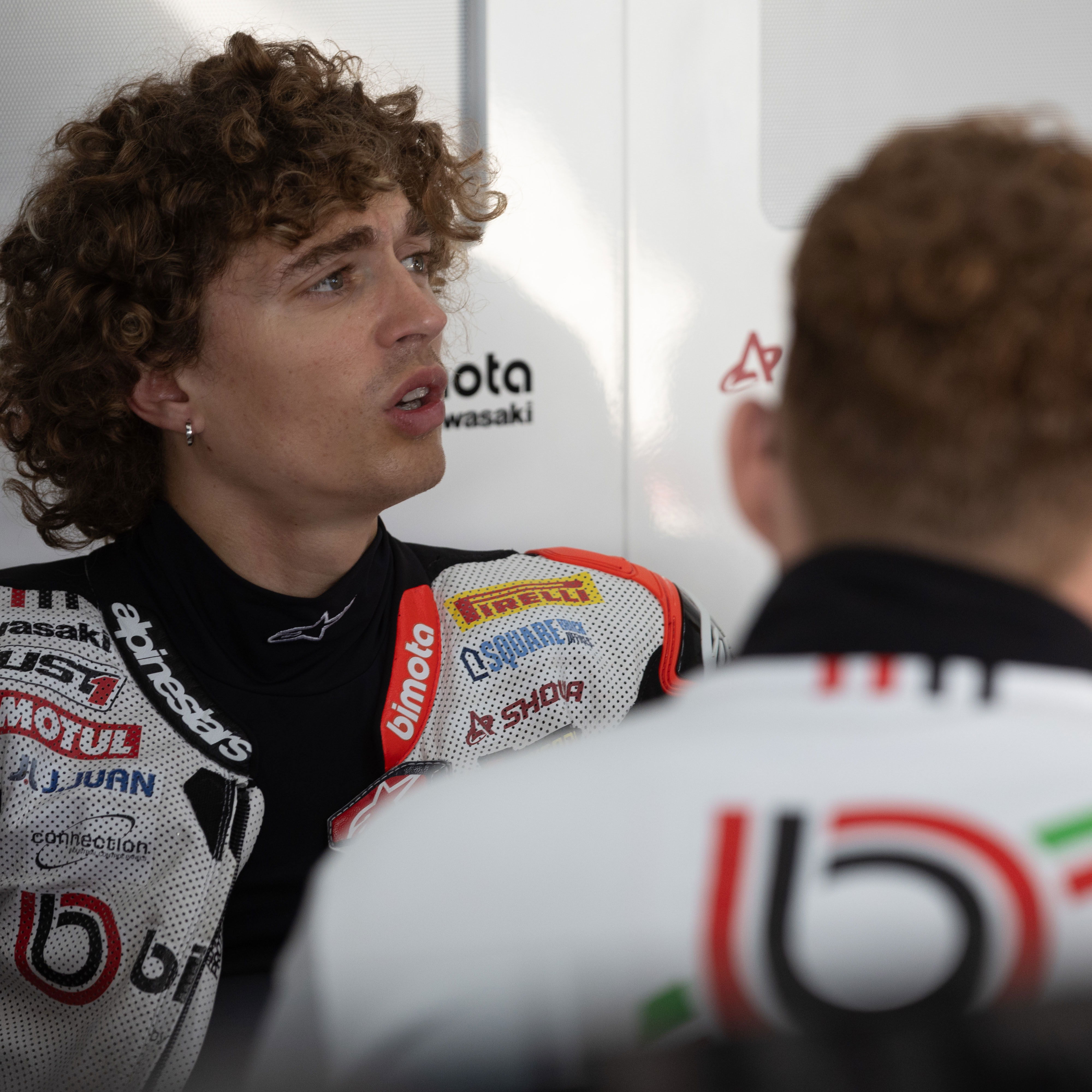 Axel Bassani, 2025 Spanish WorldSBK, pit box. Credit: Gold and Goose.