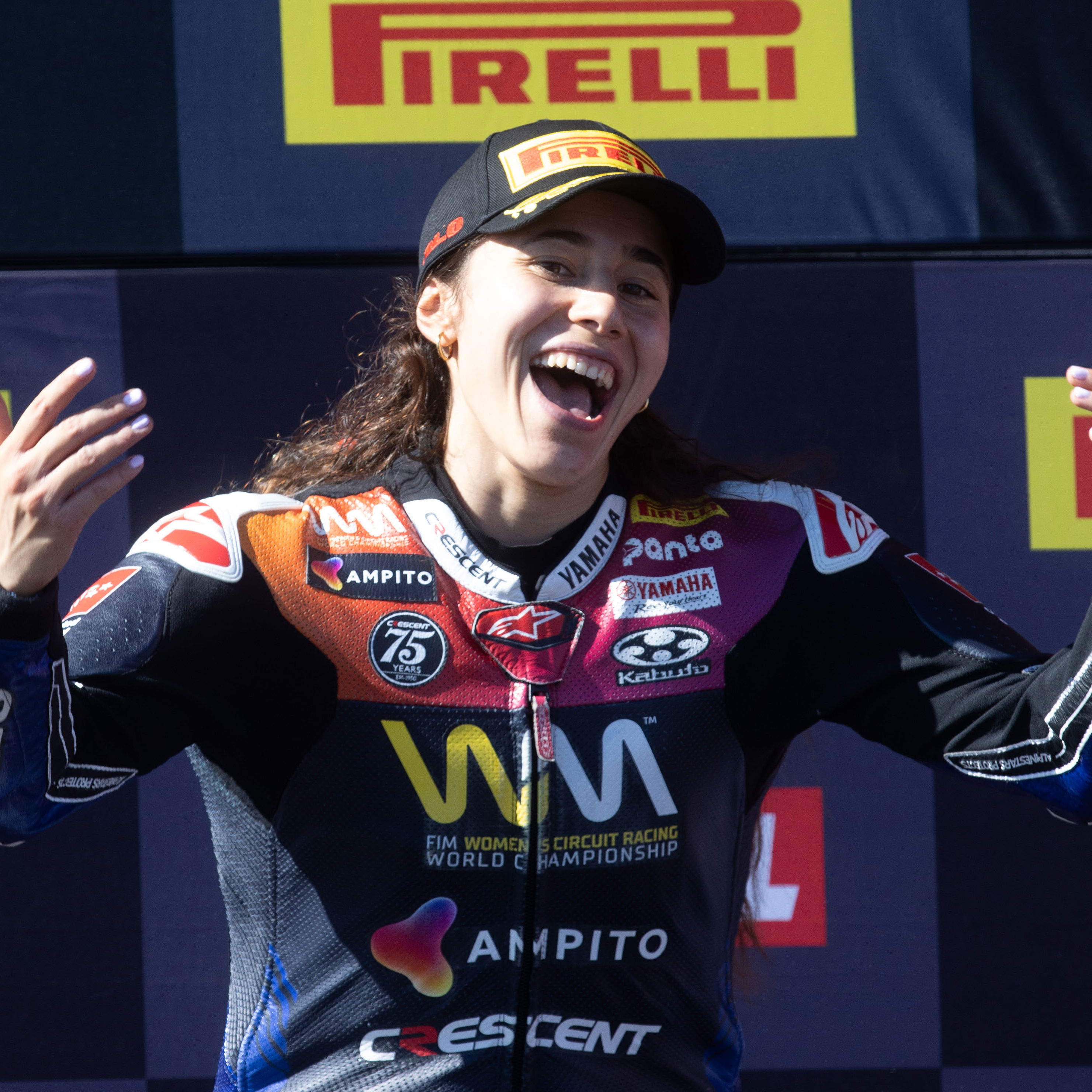 Beatriz Neila, 2025 Spanish WorldSBK, WorldWCR podium. Credit: Gold and Goose.