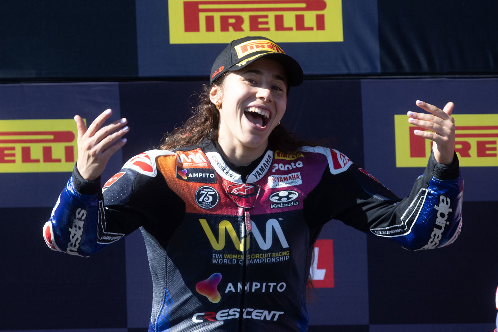 Beatriz Neila, 2025 Spanish WorldSBK, WorldWCR podium. Credit: Gold and Goose.