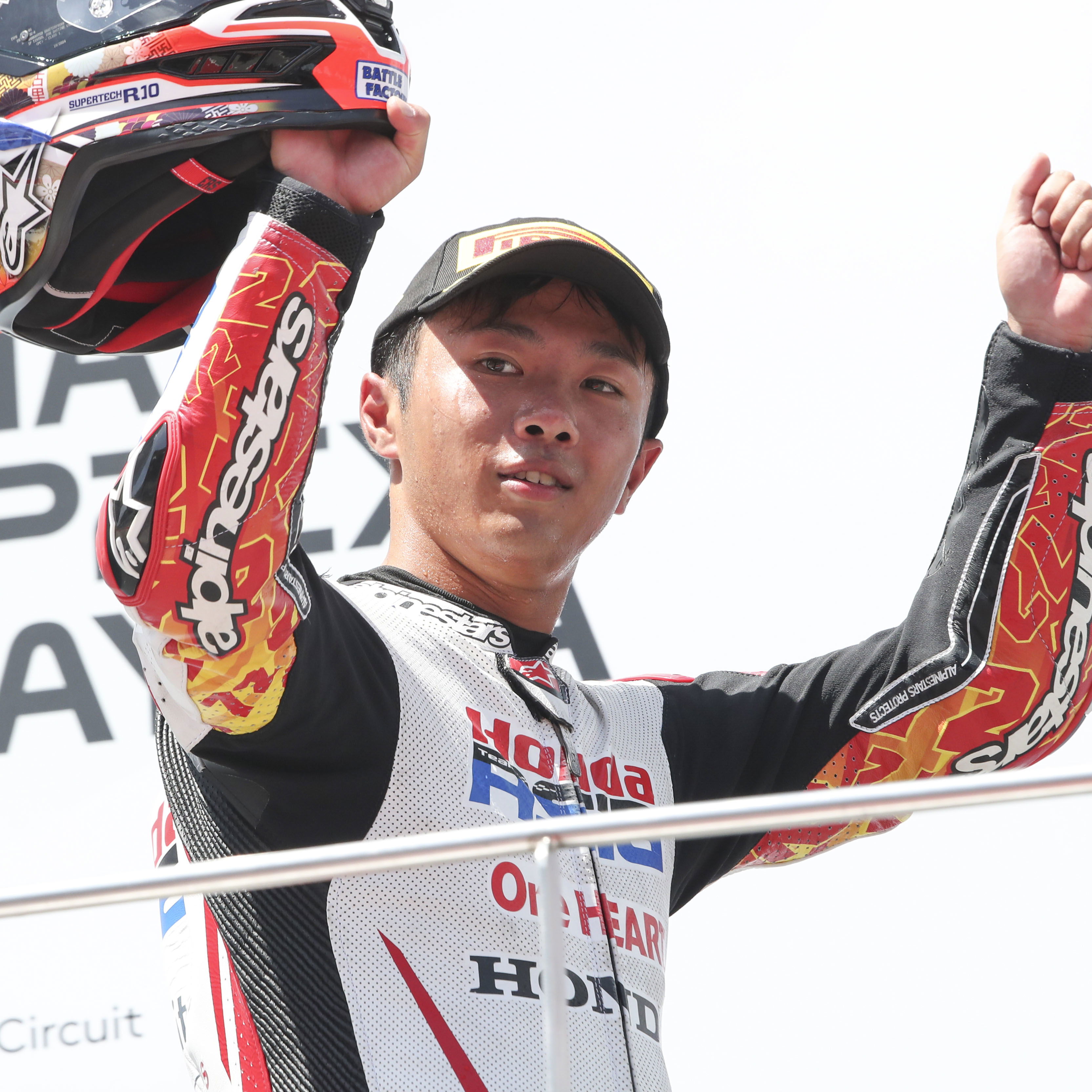 Taiyo Furusato, 2025 Moto3 Malaysian Grand Prix, podium. Credit: Gold and Goose.