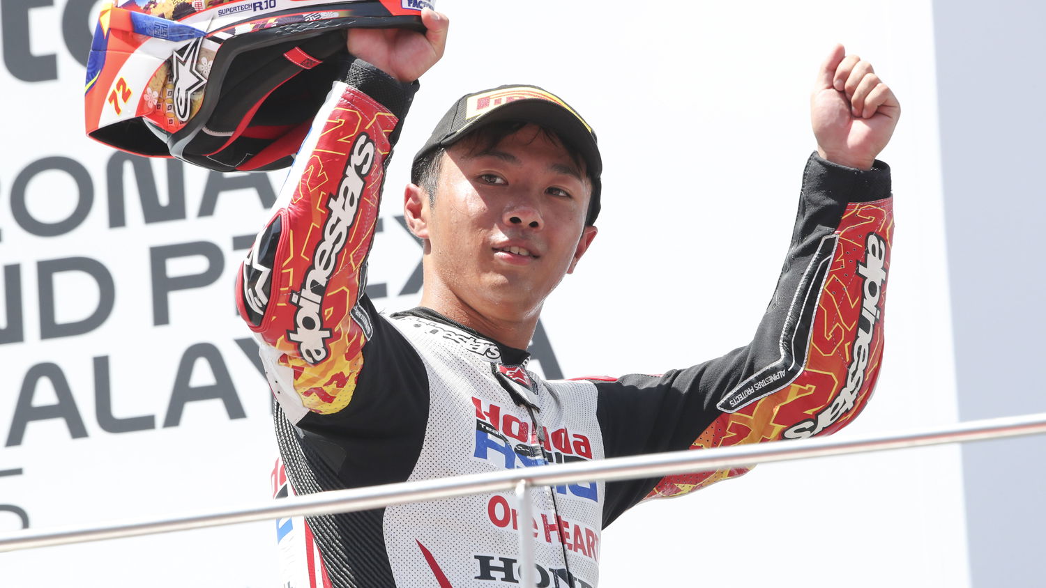 Taiyo Furusato, 2025 Moto3 Malaysian Grand Prix, podium. Credit: Gold and Goose.