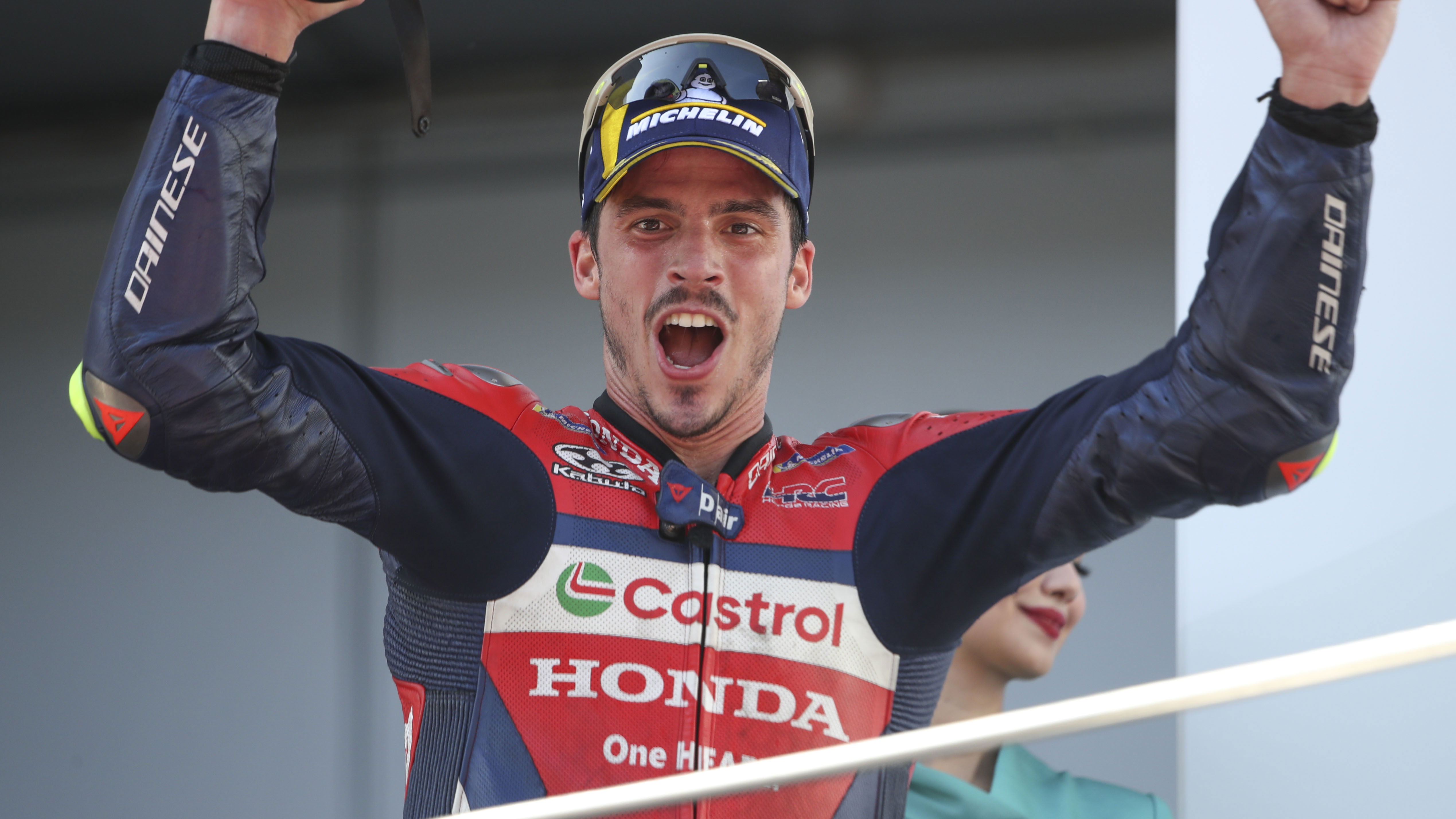 Joan Mir, 2025 MotoGP Malaysian Grand Prix, podium. Credit: Gold and Goose.