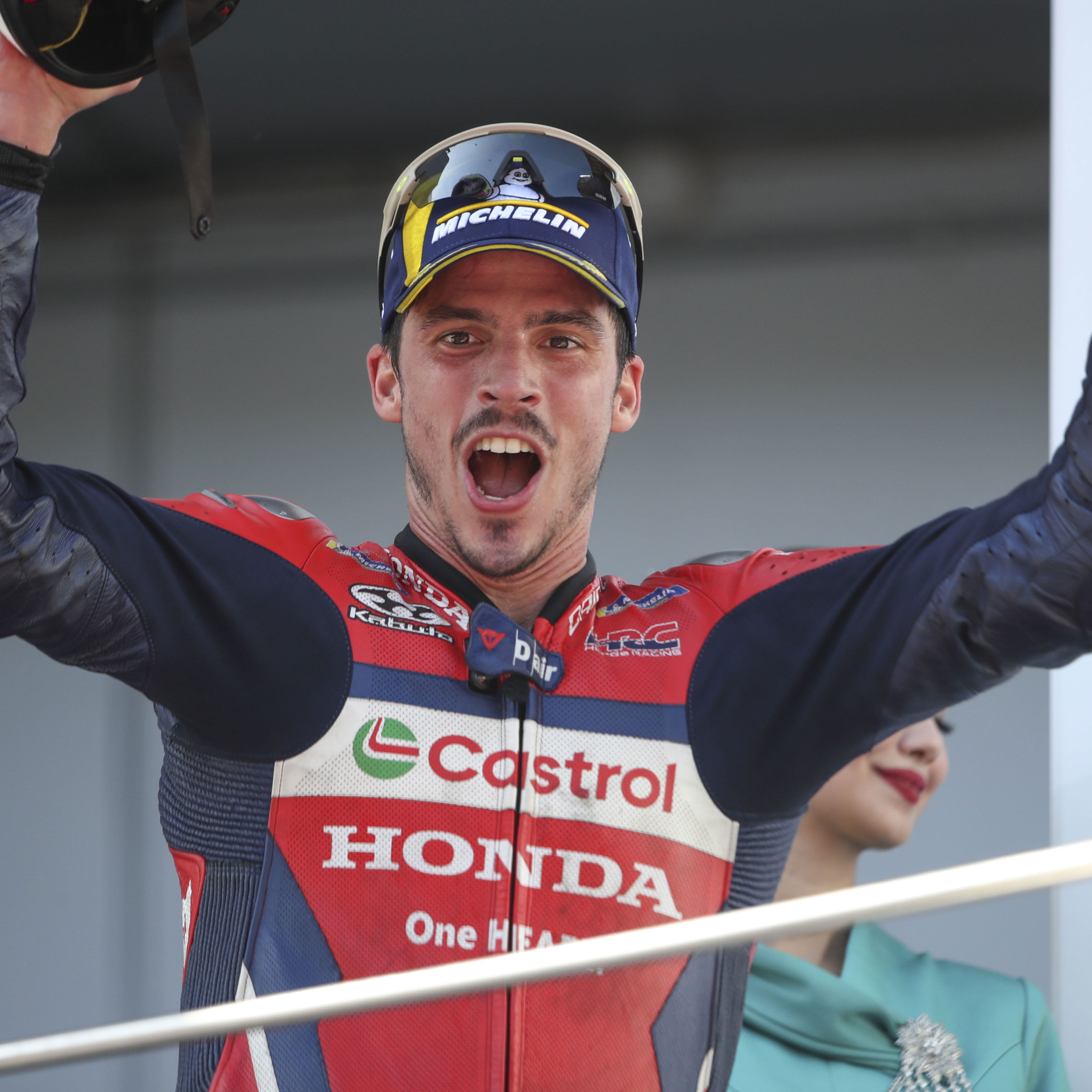 Joan Mir, 2025 MotoGP Malaysian Grand Prix, podium. Credit: Gold and Goose.