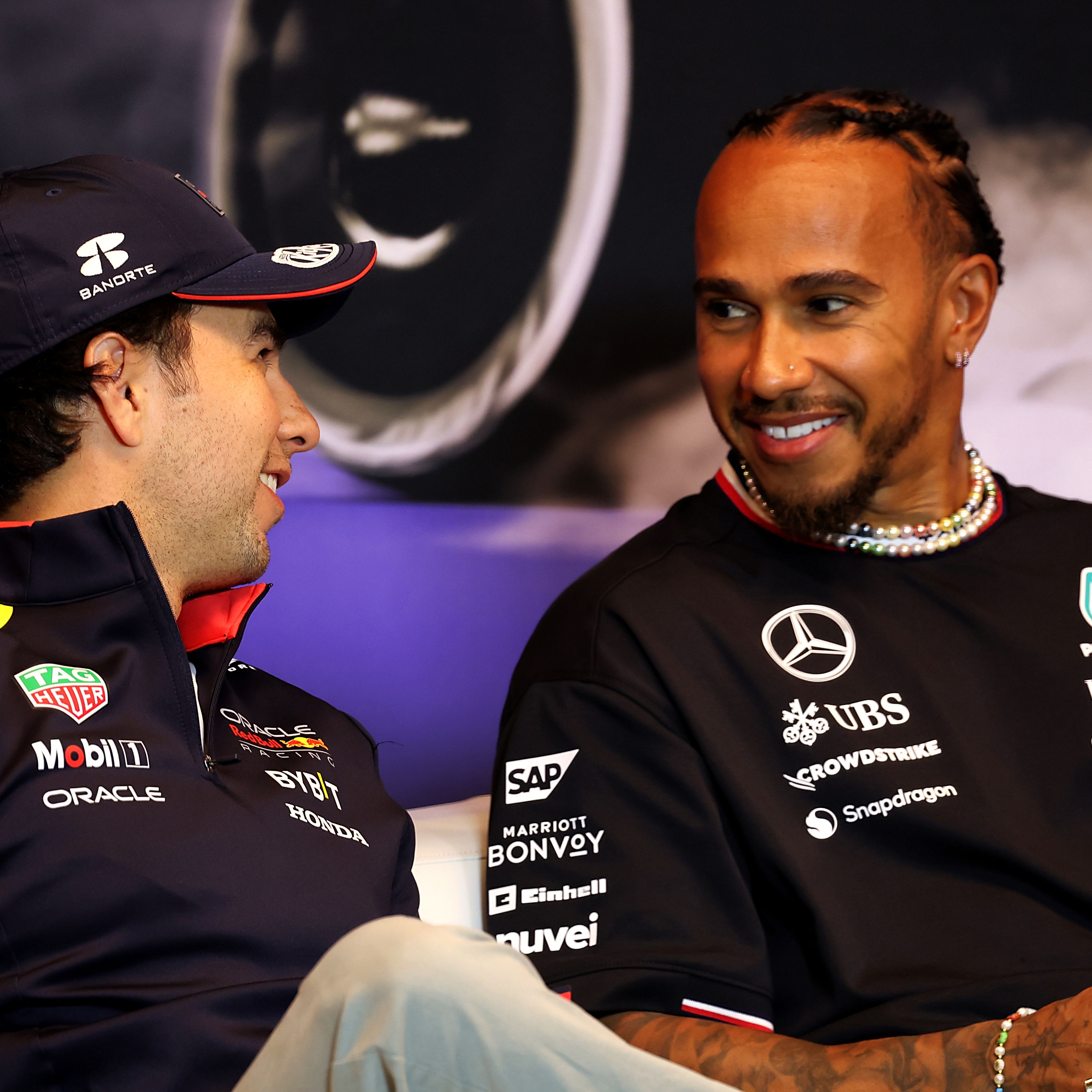Sergio Perez and Lewis Hamilton